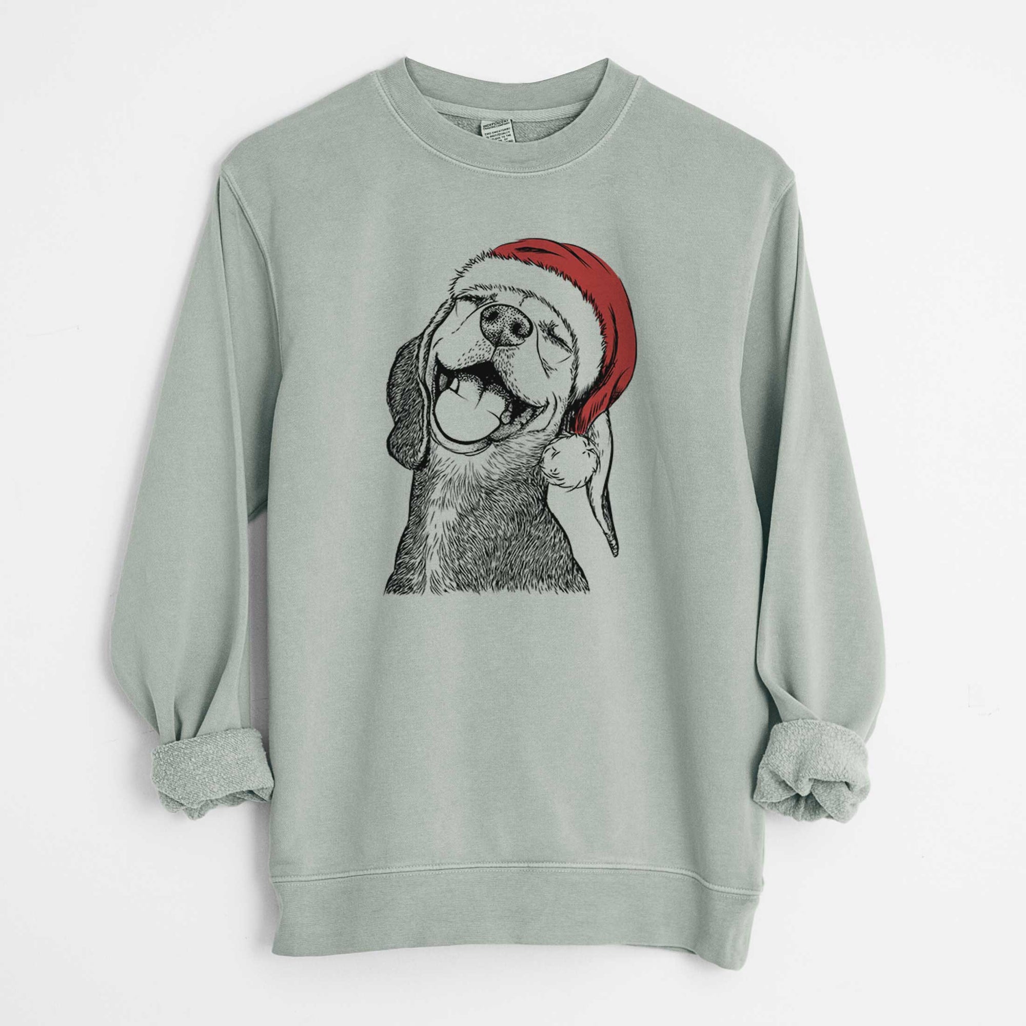 Santa Belle the Hound Mix - Unisex Pigment Dyed Crew Sweatshirt