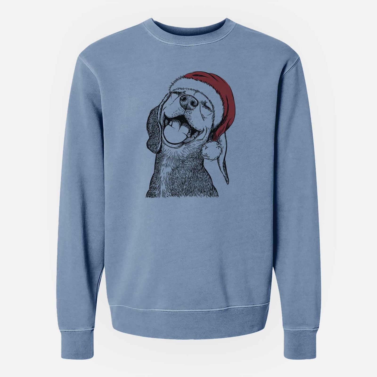 Santa Belle the Hound Mix - Unisex Pigment Dyed Crew Sweatshirt
