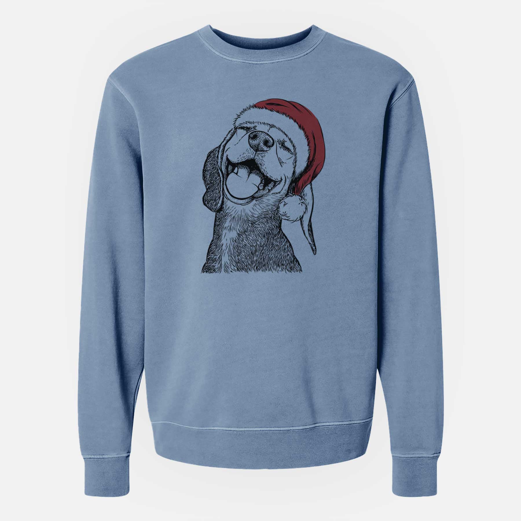 Santa Belle the Hound Mix - Unisex Pigment Dyed Crew Sweatshirt