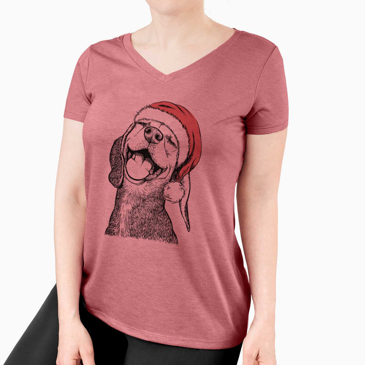 Santa Belle the Hound Mix - Women's V-neck Shirt