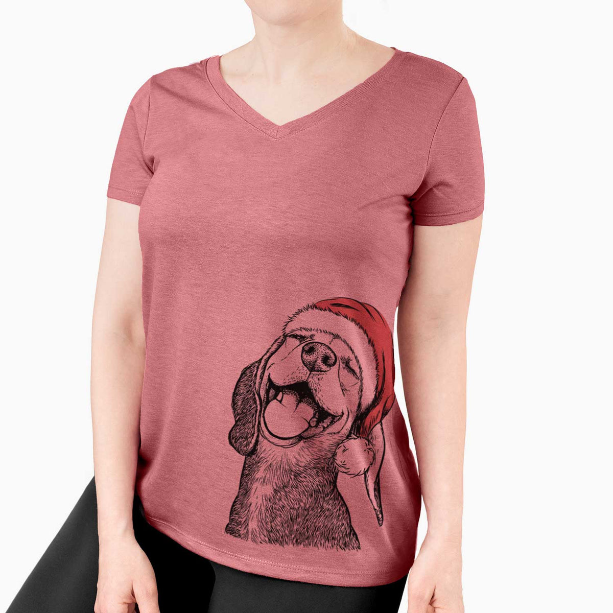 Santa Belle the Hound Mix - Women's V-neck Shirt