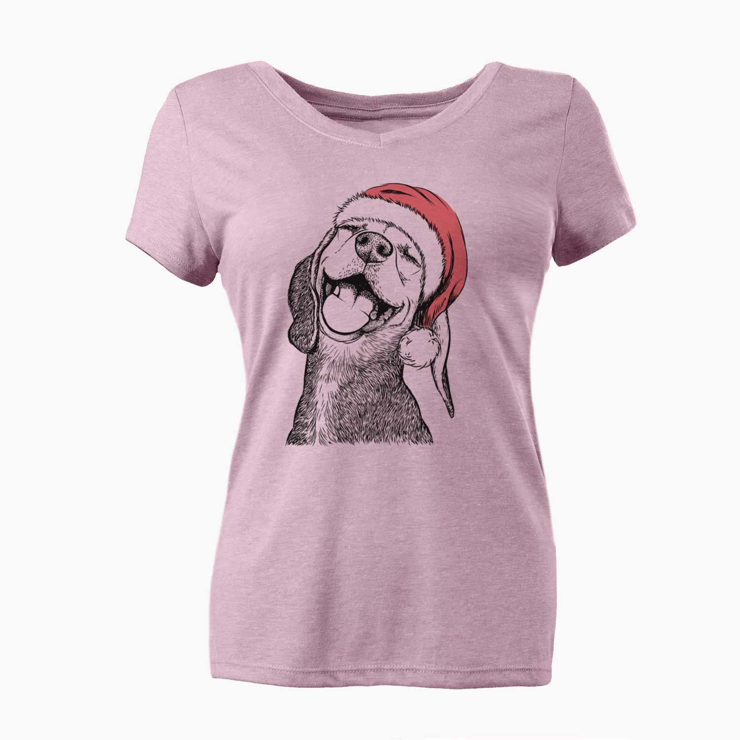 Santa Belle the Hound Mix - Women's V-neck Shirt