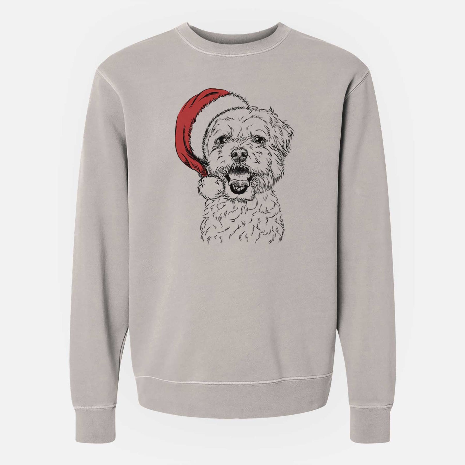 Santa Belle the Maltipoo - Unisex Pigment Dyed Crew Sweatshirt