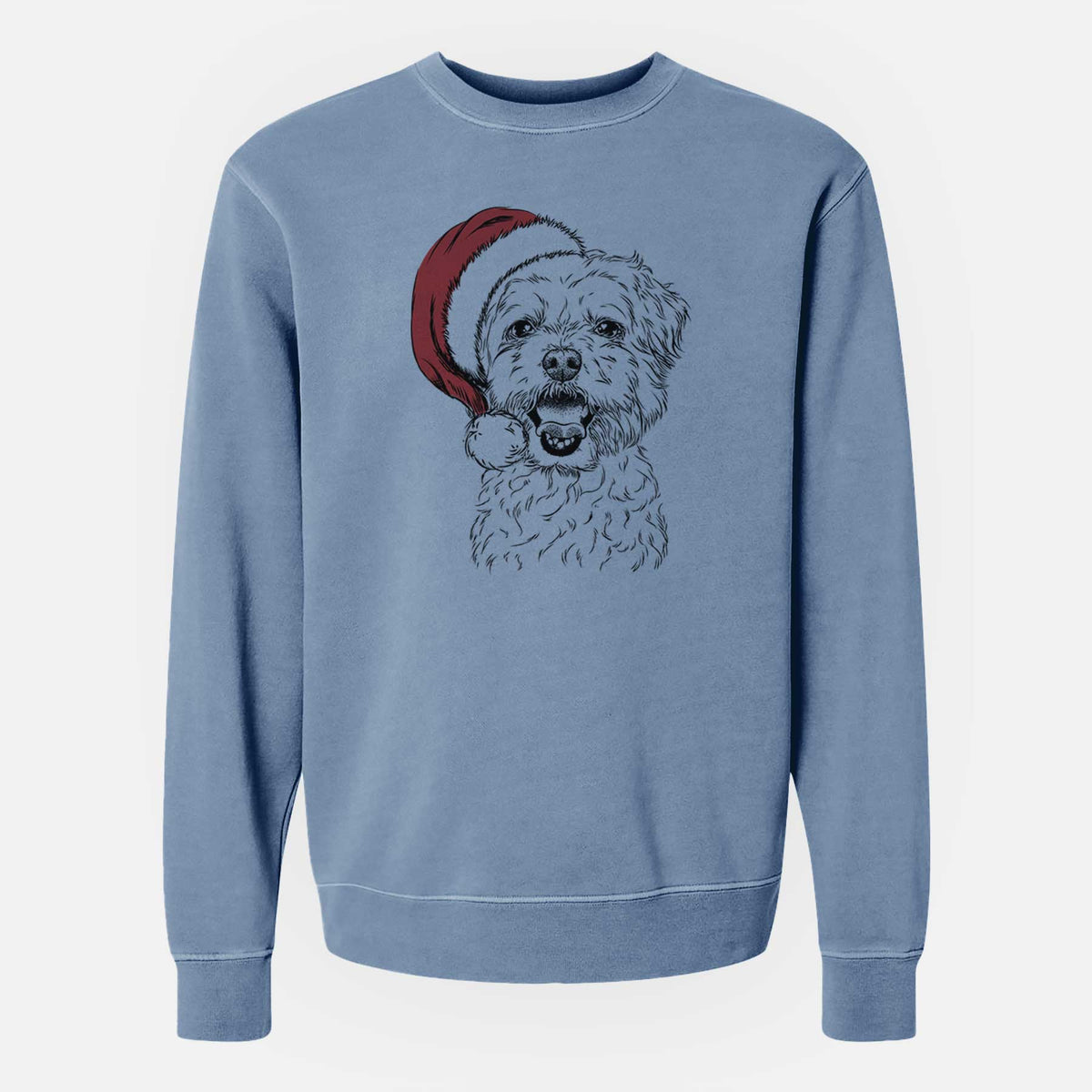 Santa Belle the Maltipoo - Unisex Pigment Dyed Crew Sweatshirt