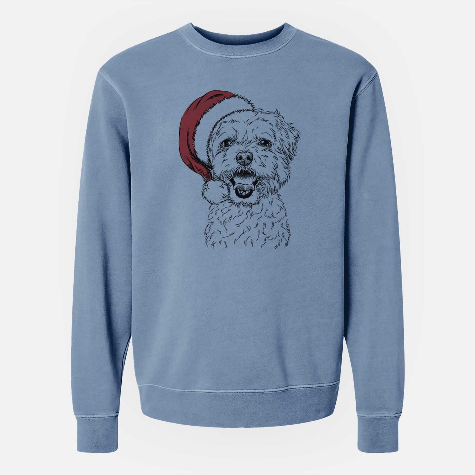 Santa Belle the Maltipoo - Unisex Pigment Dyed Crew Sweatshirt