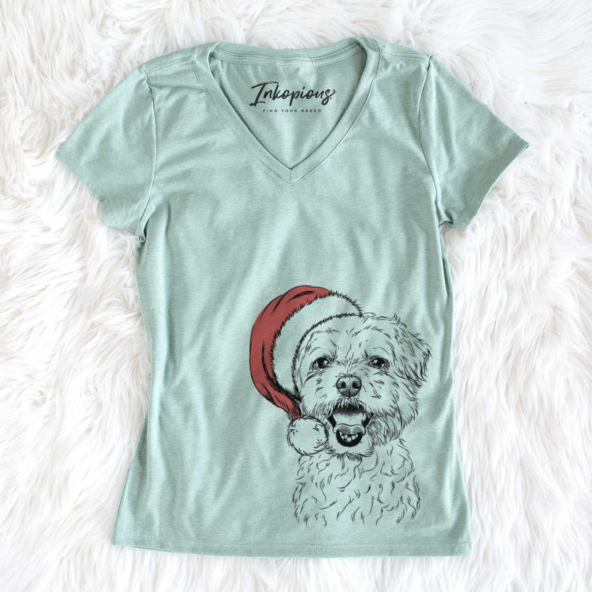 Santa Belle the Maltipoo - Women's V-neck Shirt