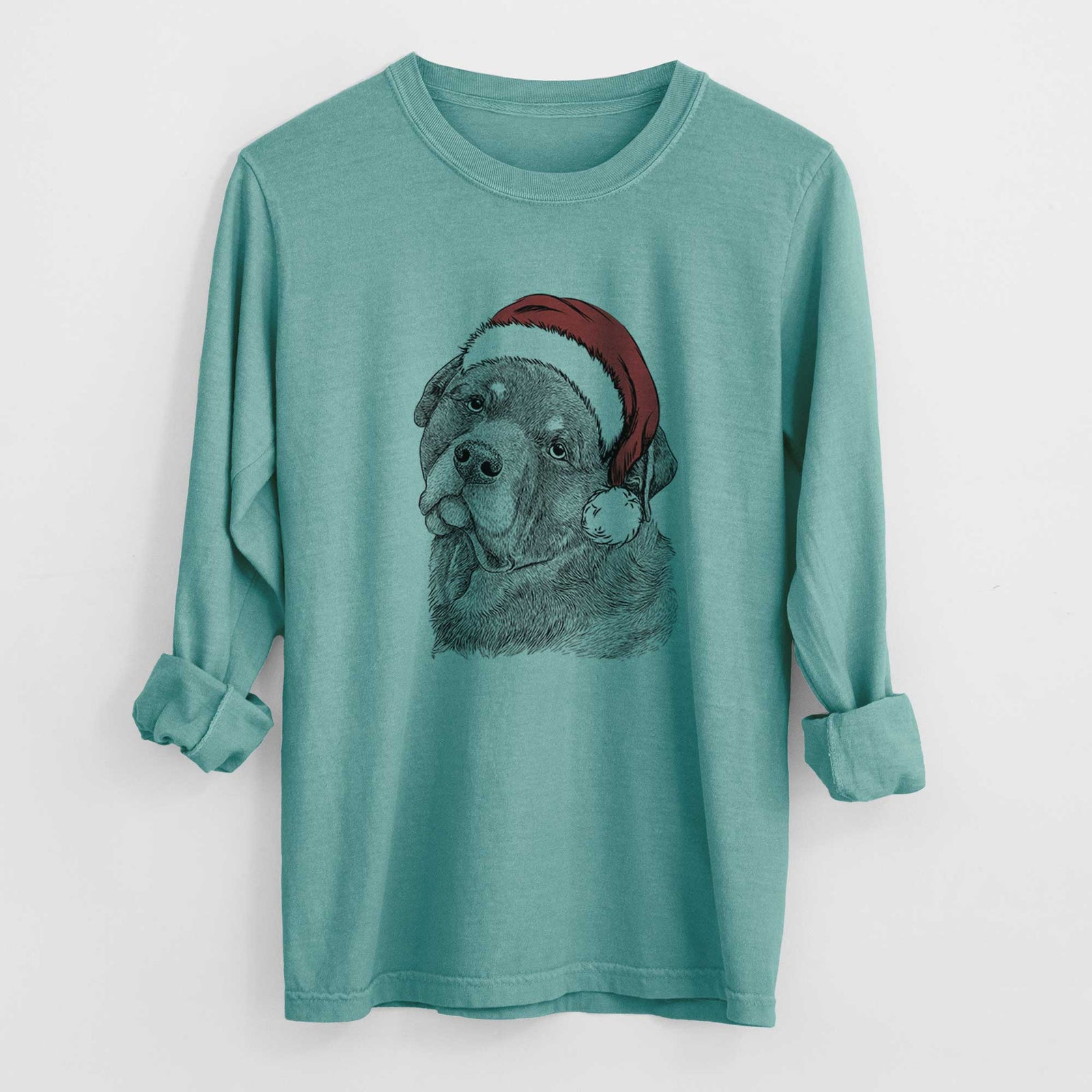 Santa Bender the Rottweiler - Heavyweight 100% Cotton Long Sleeve
