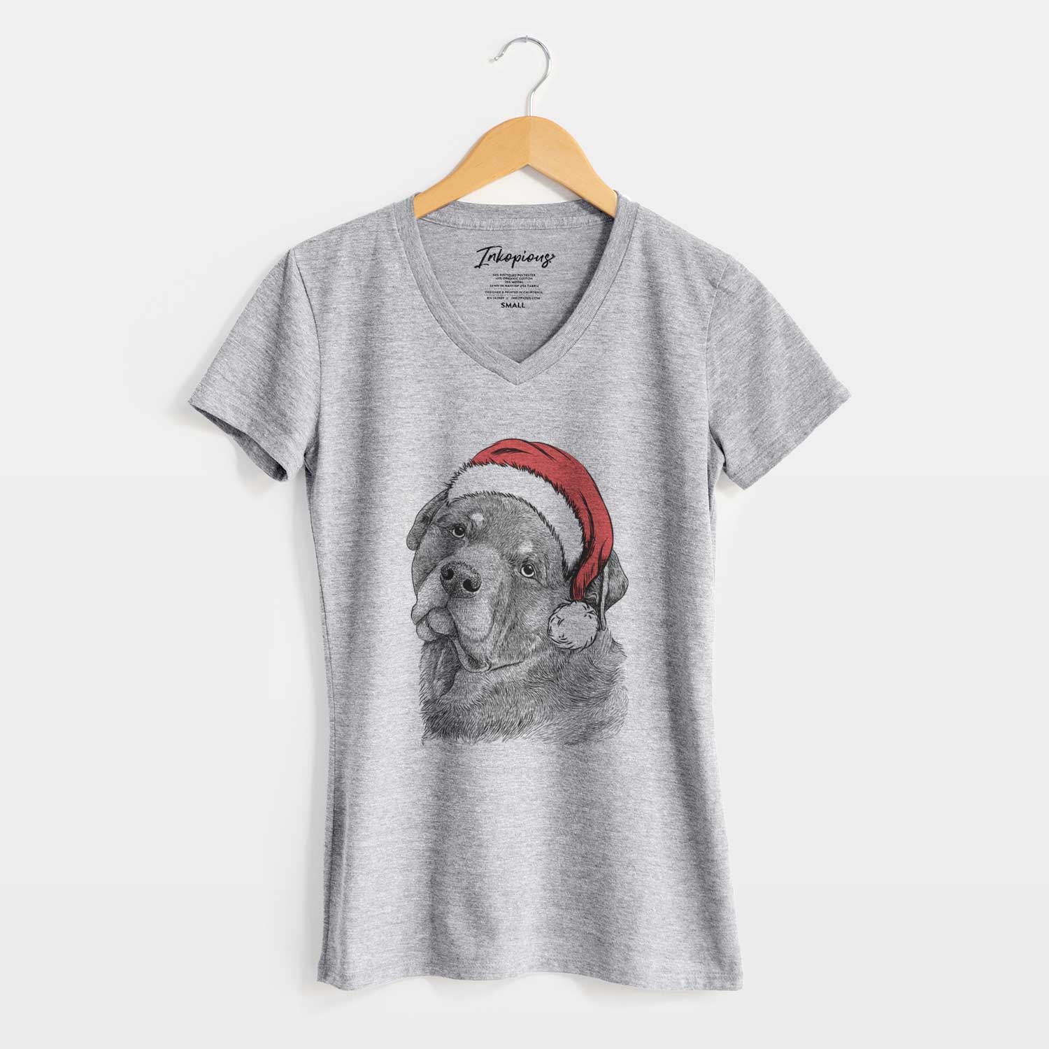 Santa Bender the Rottweiler - Women's V-neck Shirt