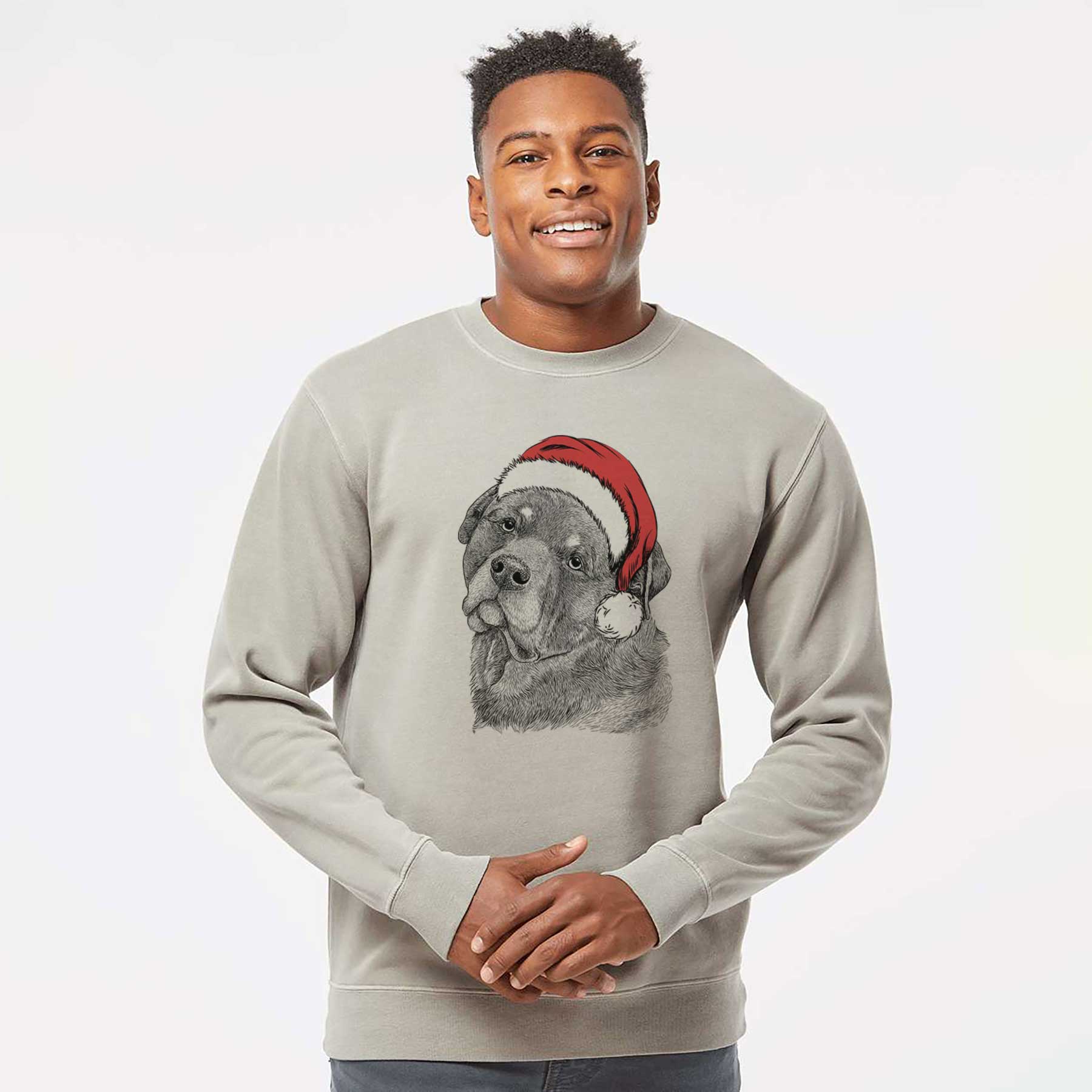 Santa Bender the Rottweiler - Unisex Pigment Dyed Crew Sweatshirt