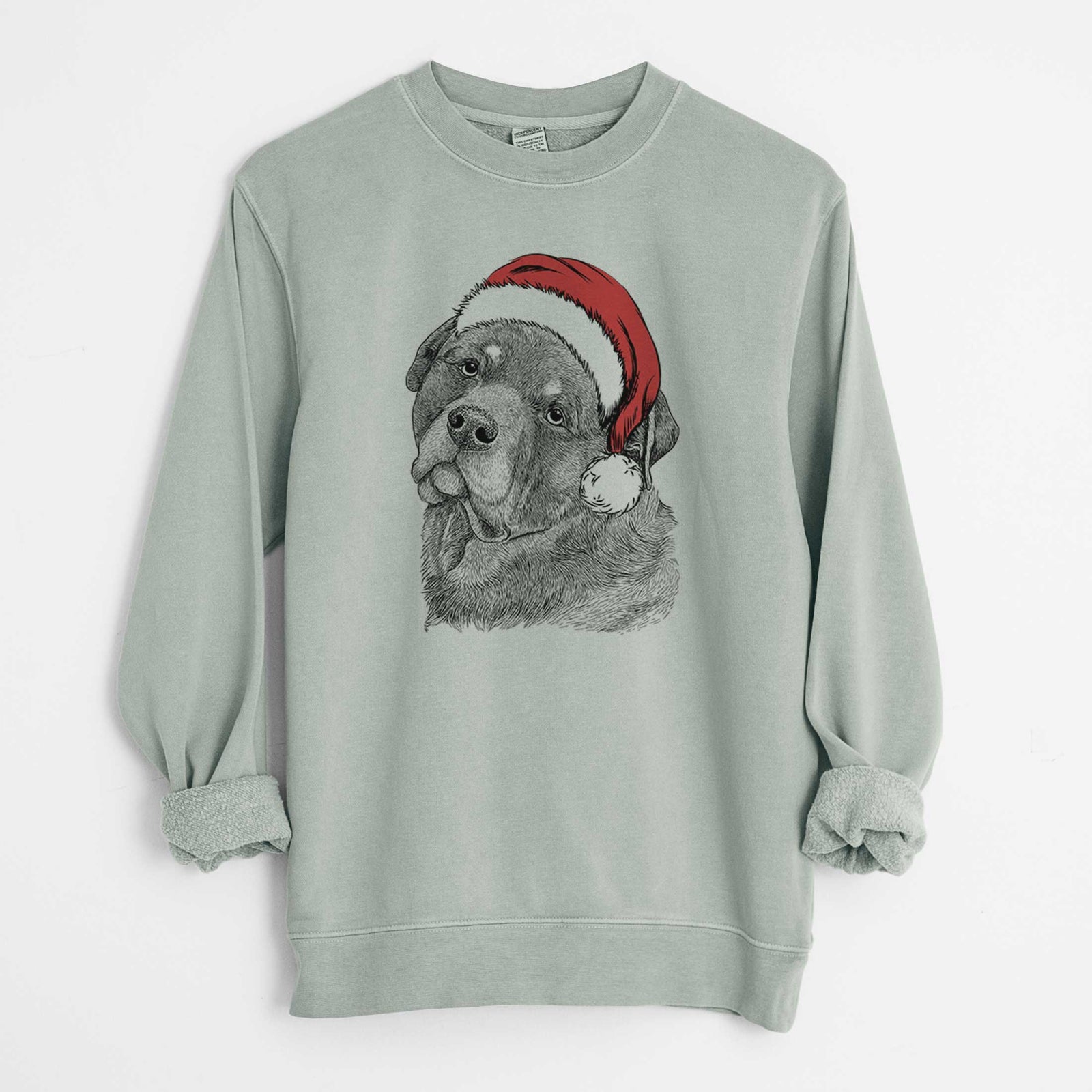 Santa Bender the Rottweiler - Unisex Pigment Dyed Crew Sweatshirt