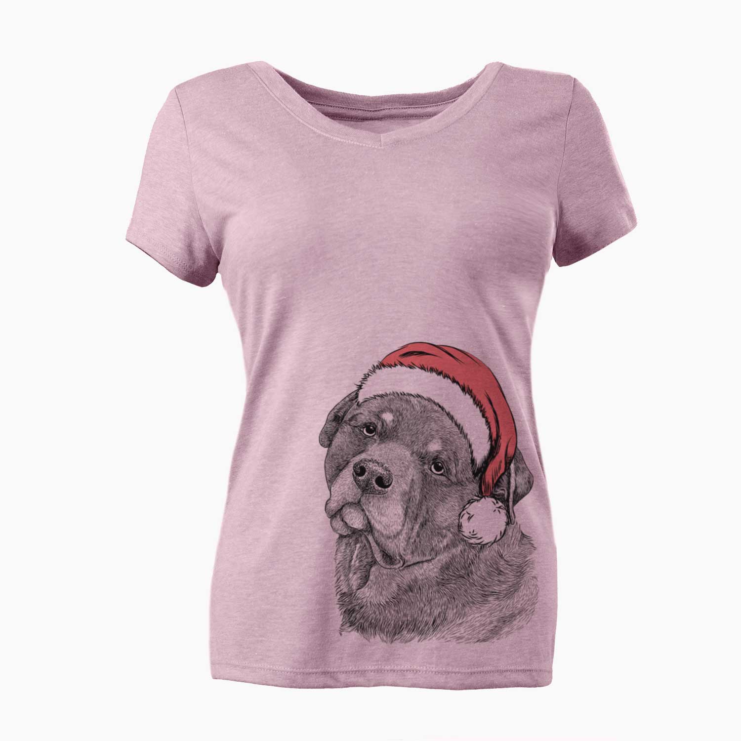 Santa Bender the Rottweiler - Women's V-neck Shirt