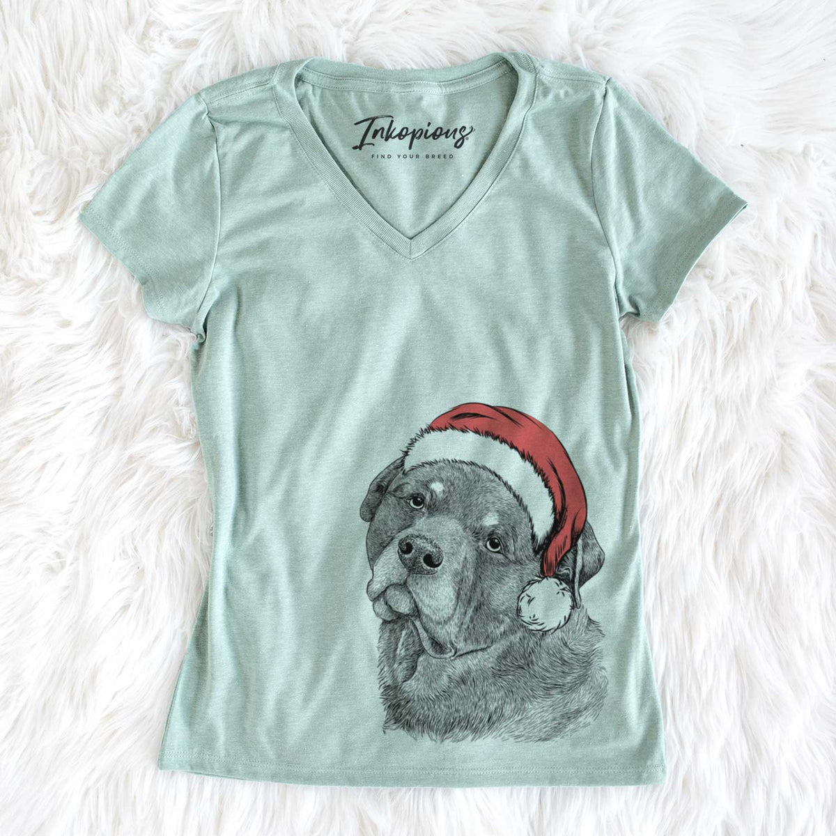 Santa Bender the Rottweiler - Women&#39;s V-neck Shirt