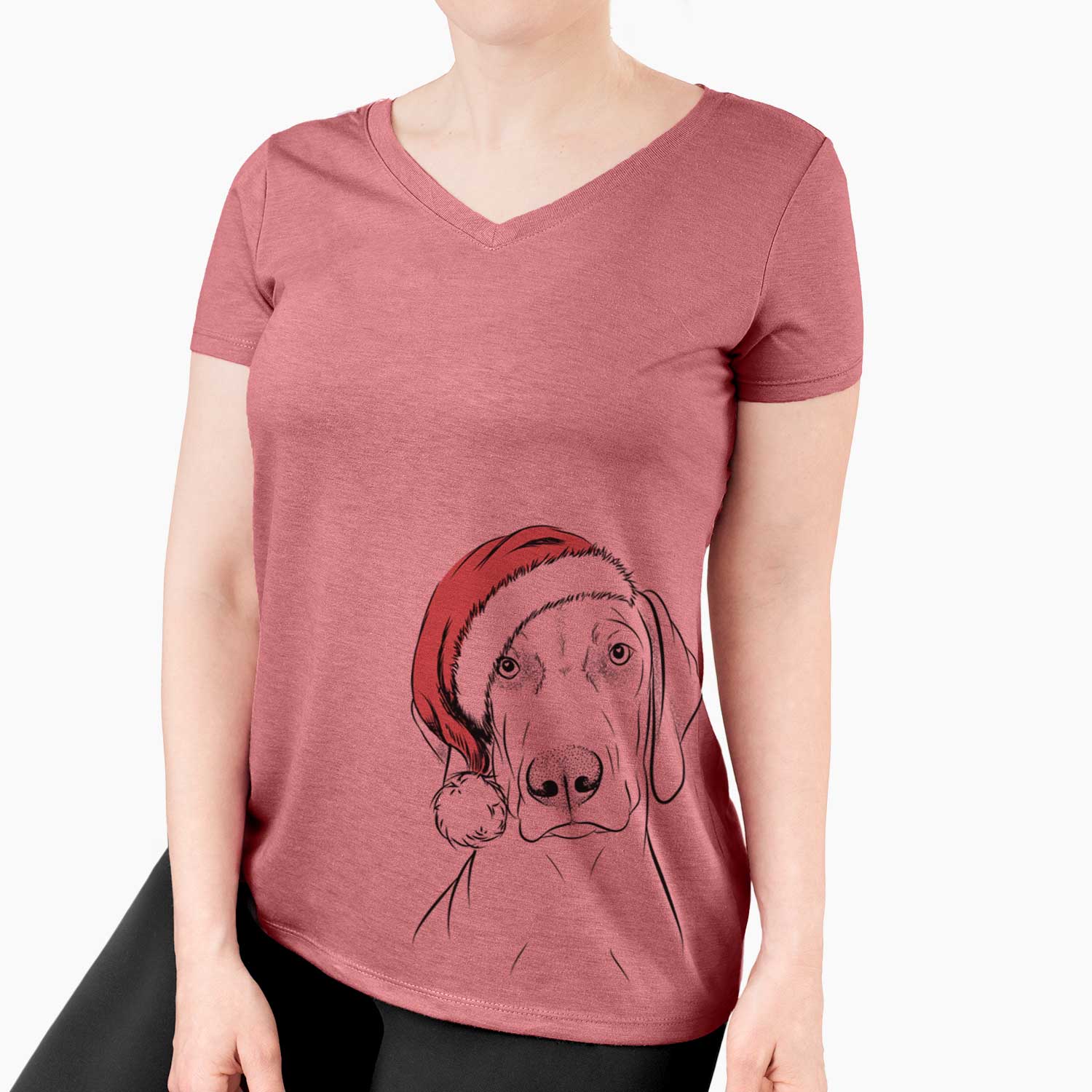 Santa Benelli the Vizsla - Women's V-neck Shirt