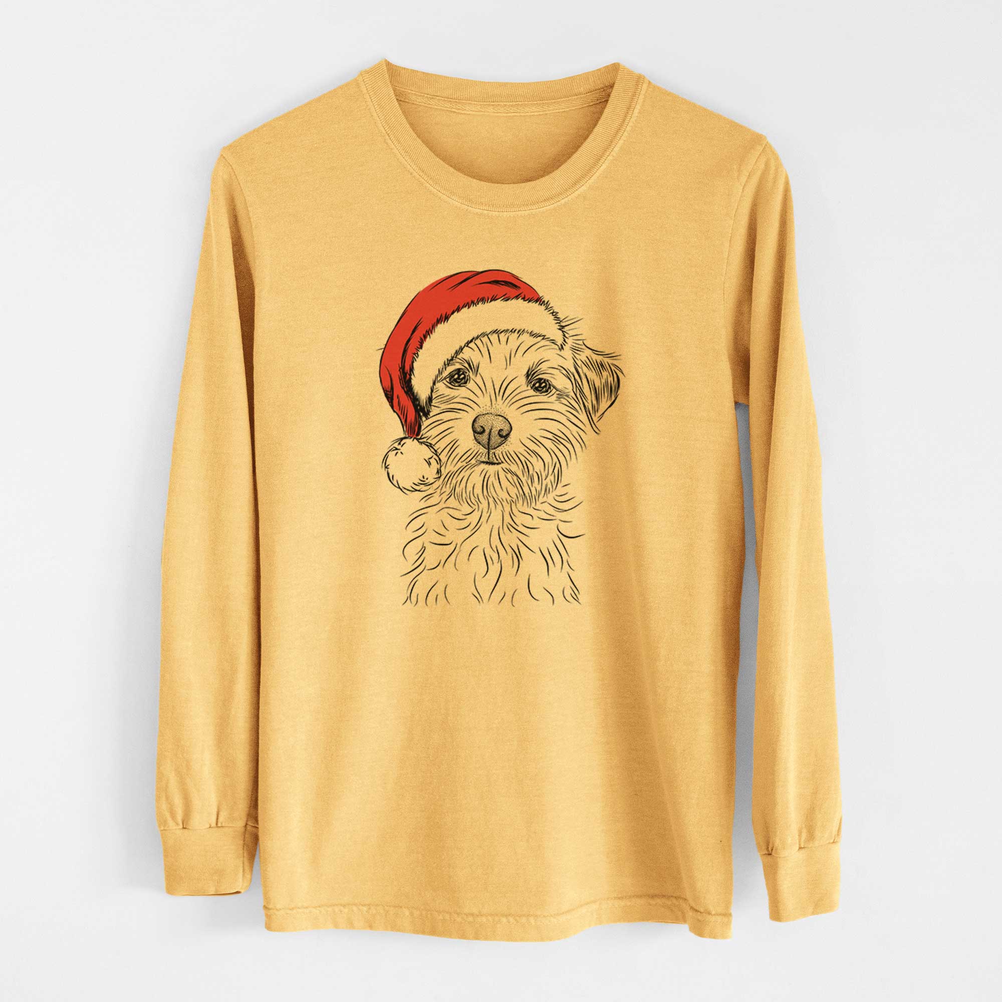 Santa Benjamin the Border Terrier - Heavyweight 100% Cotton Long Sleeve