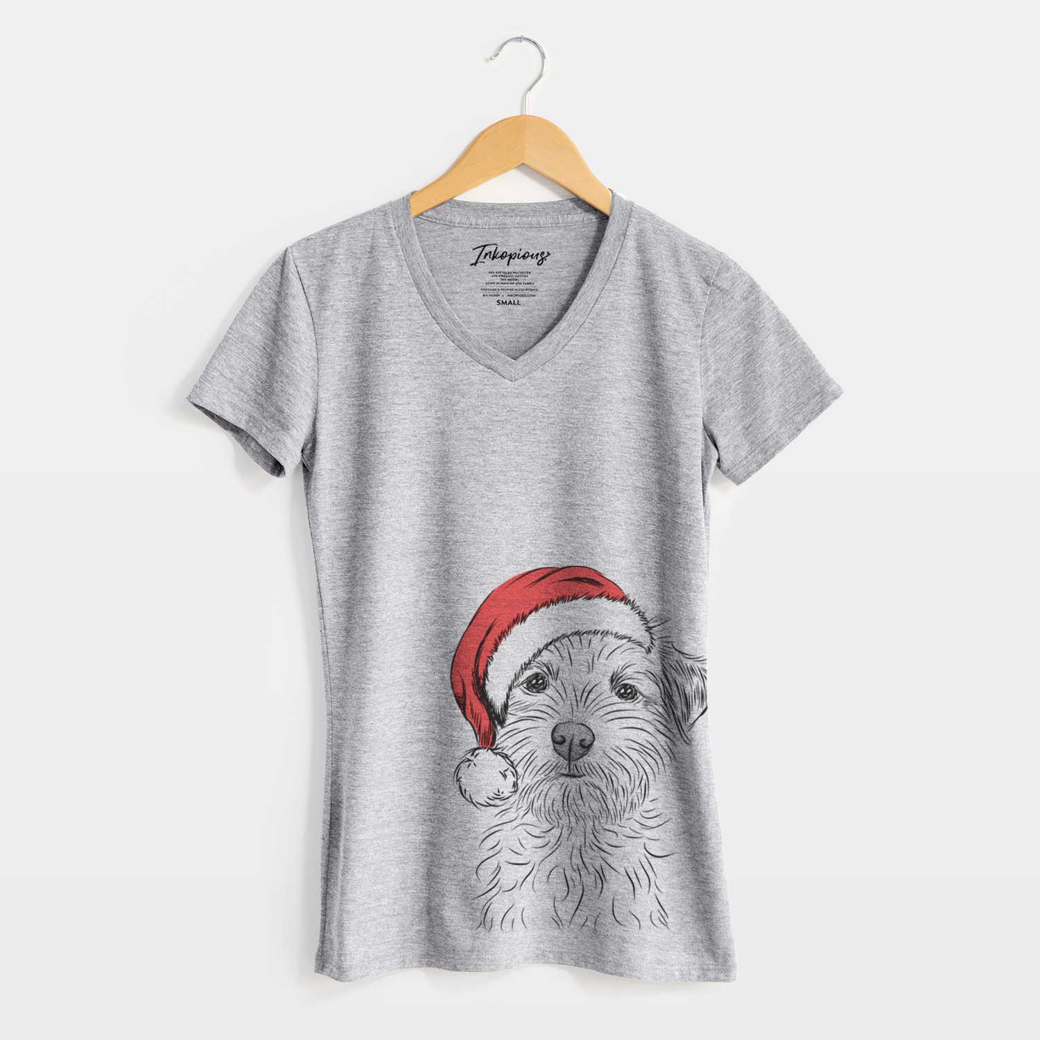 Santa Benjamin the Border Terrier - Women's V-neck Shirt