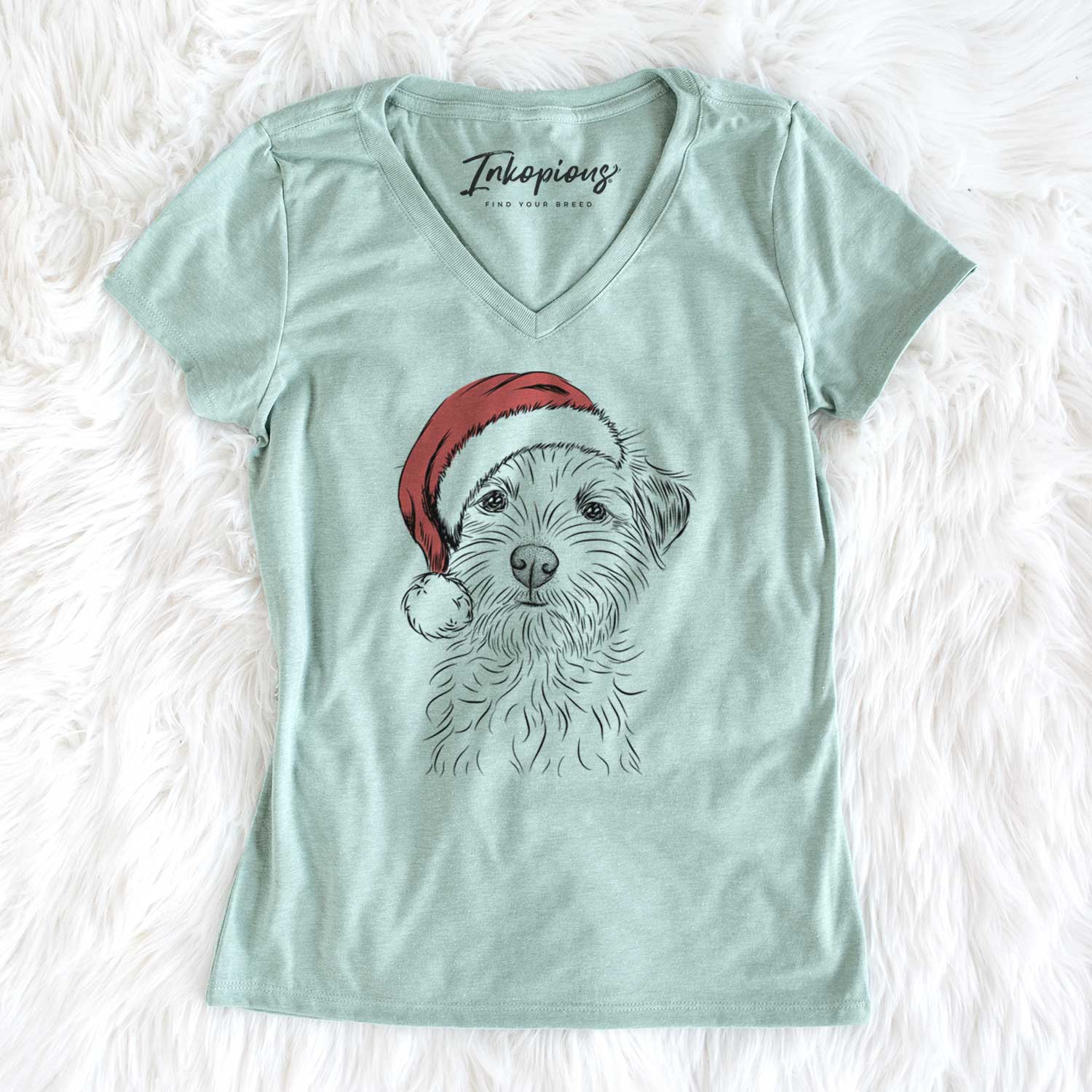 Santa Benjamin the Border Terrier - Women's V-neck Shirt