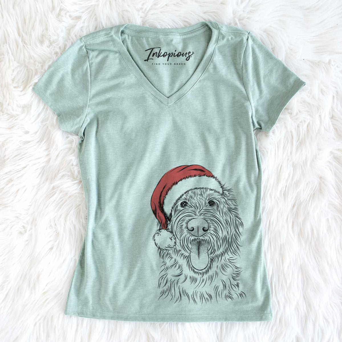 Santa Bennett the Doodle - Women&#39;s V-neck Shirt