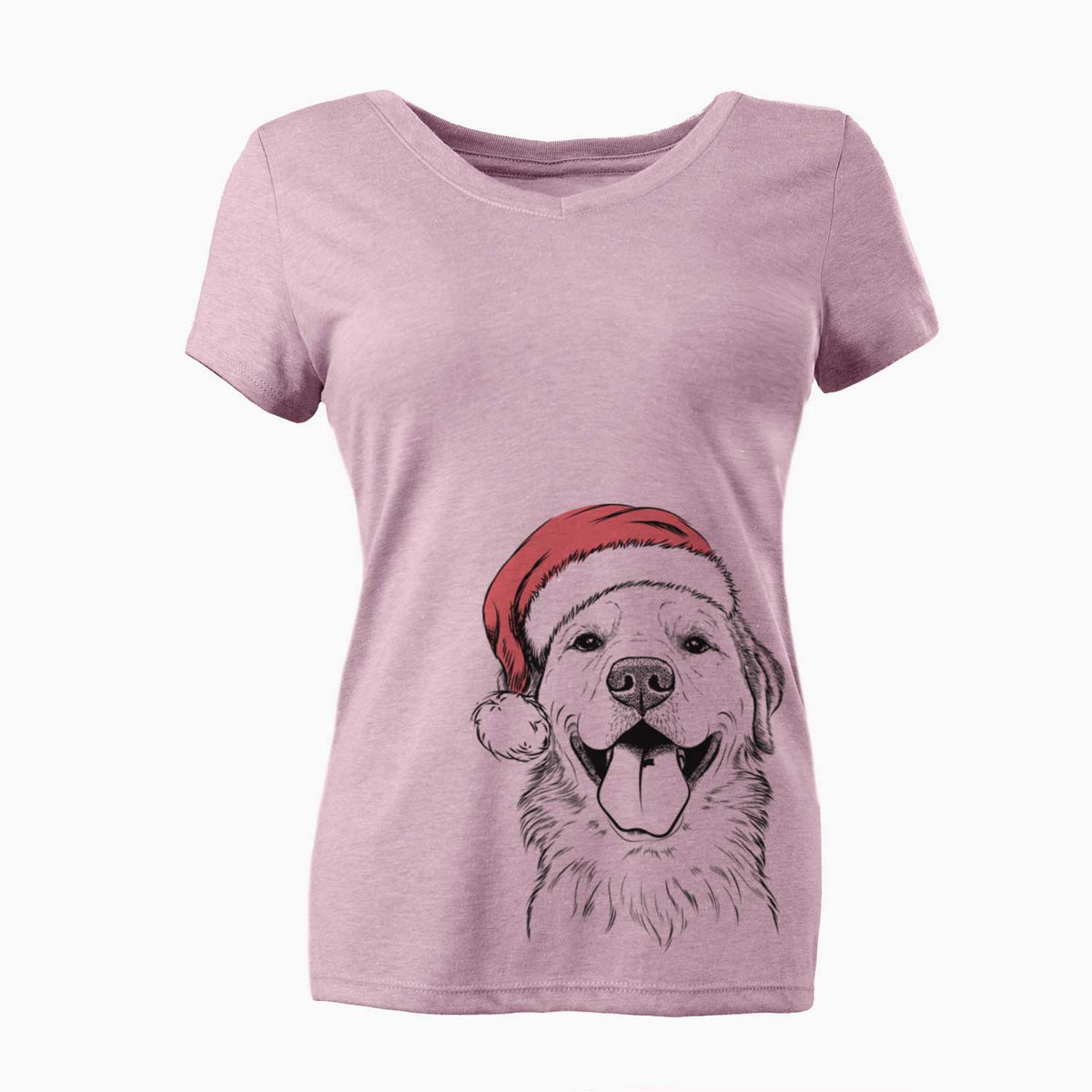 Santa Bennett the Golden Retriever - Women's V-neck Shirt