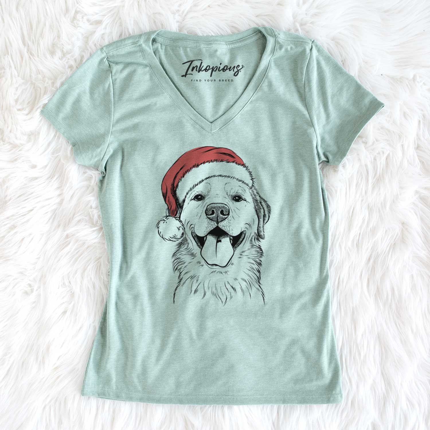 Santa Bennett the Golden Retriever - Women's V-neck Shirt