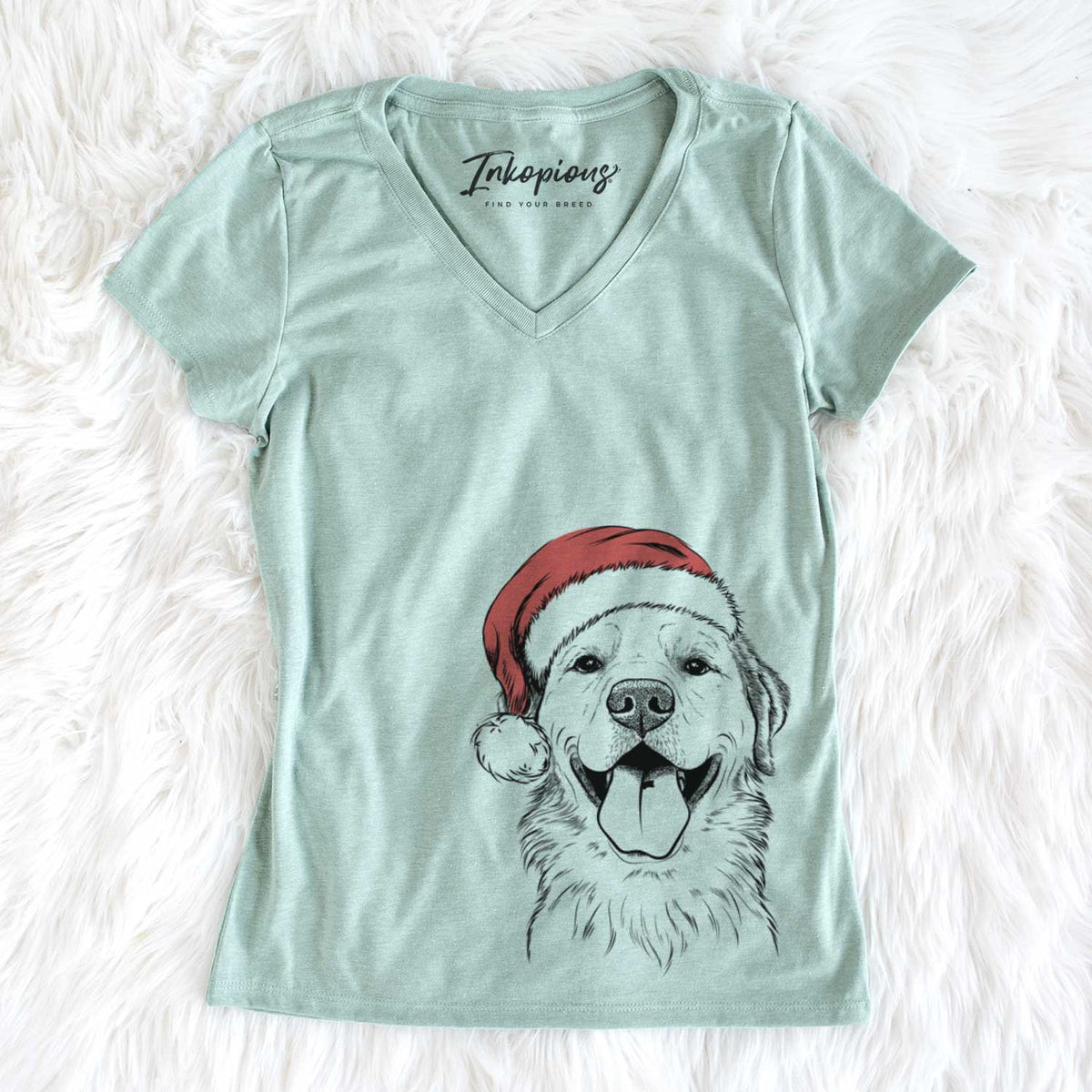 Santa Bennett the Golden Retriever - Women&#39;s V-neck Shirt