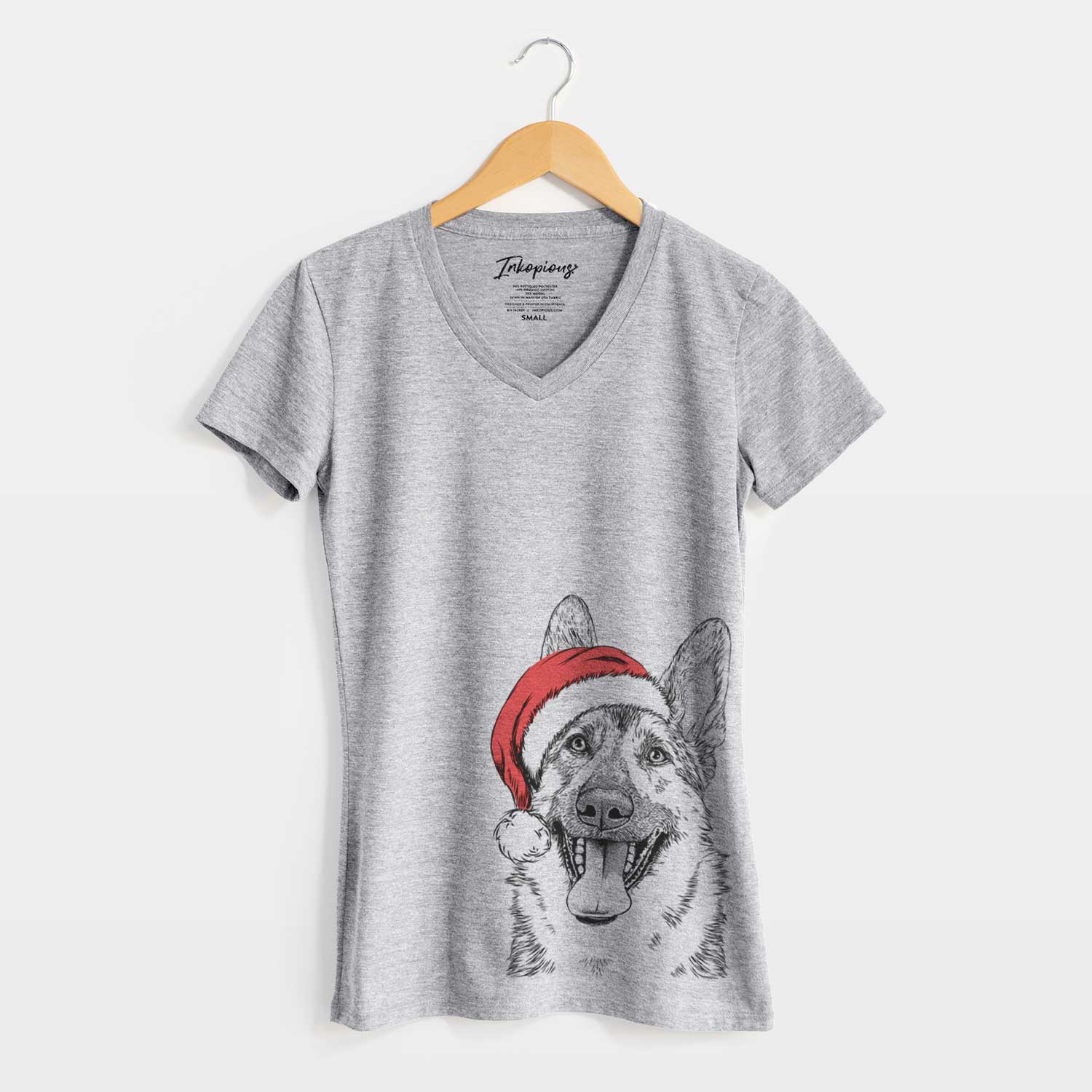 Santa Benson the German Shepherd - Women's V-neck Shirt