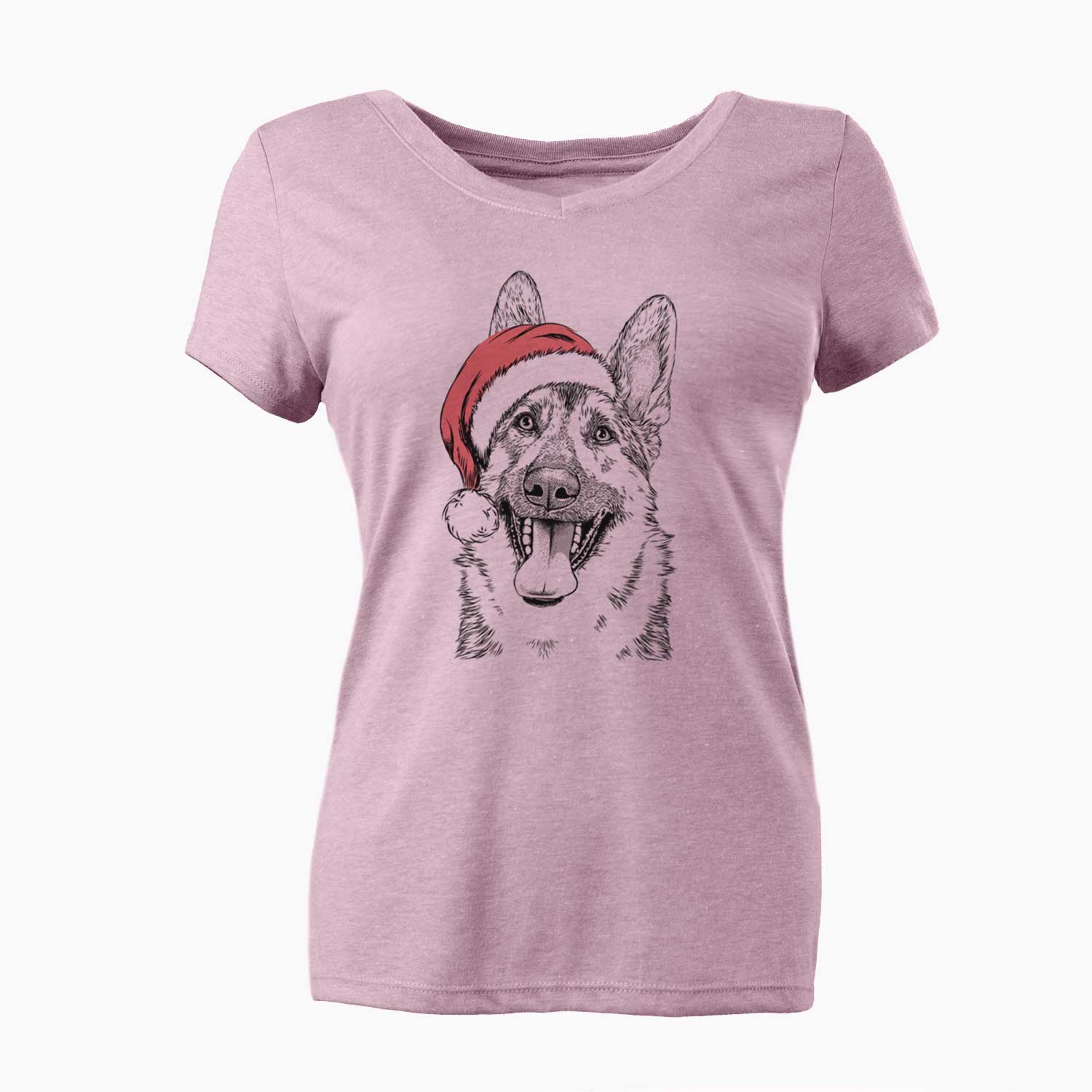 Santa Benson the German Shepherd - Women's V-neck Shirt