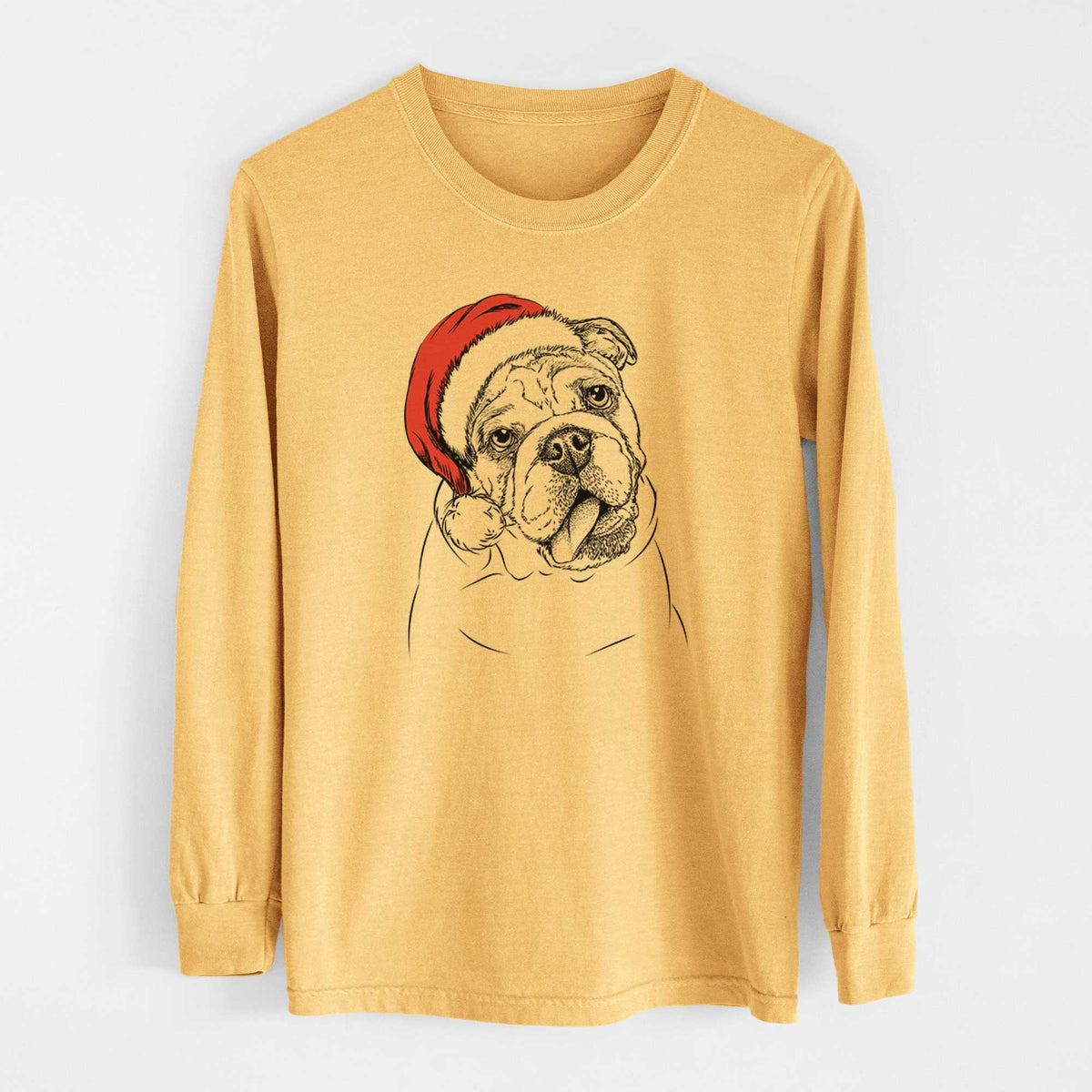 Santa Benson the English Bulldog - Heavyweight 100% Cotton Long Sleeve