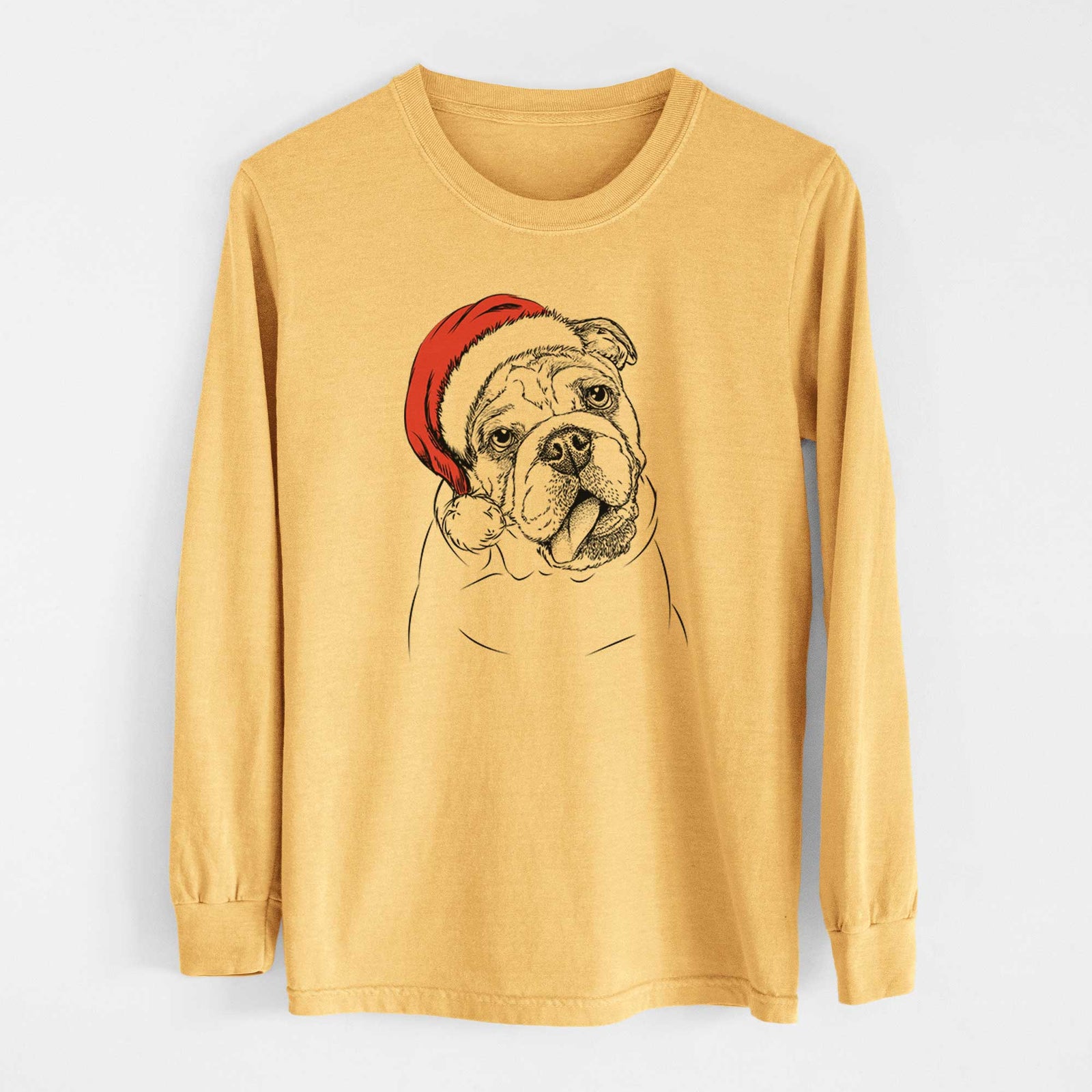 Santa Benson the English Bulldog - Heavyweight 100% Cotton Long Sleeve