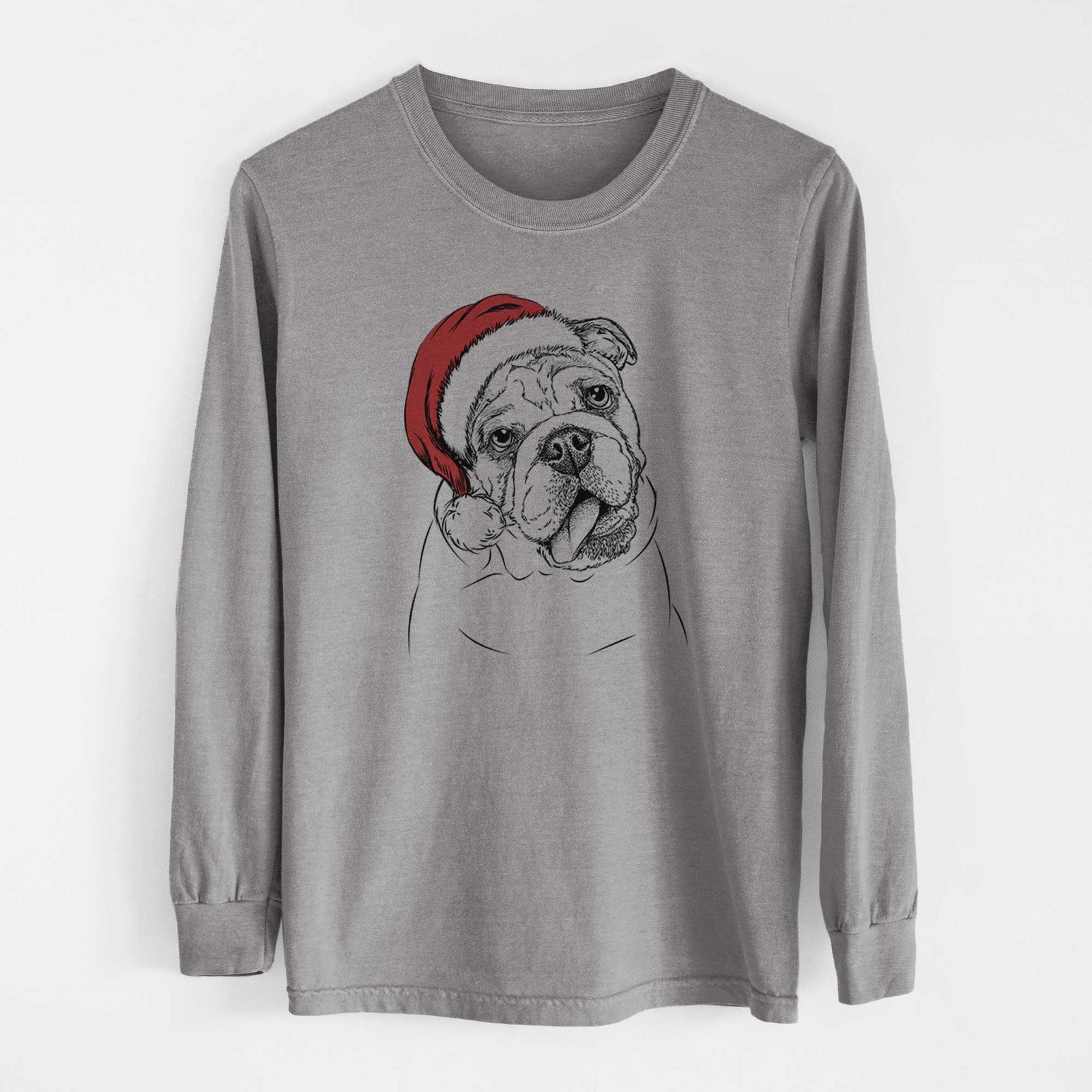 Santa Benson the English Bulldog - Heavyweight 100% Cotton Long Sleeve