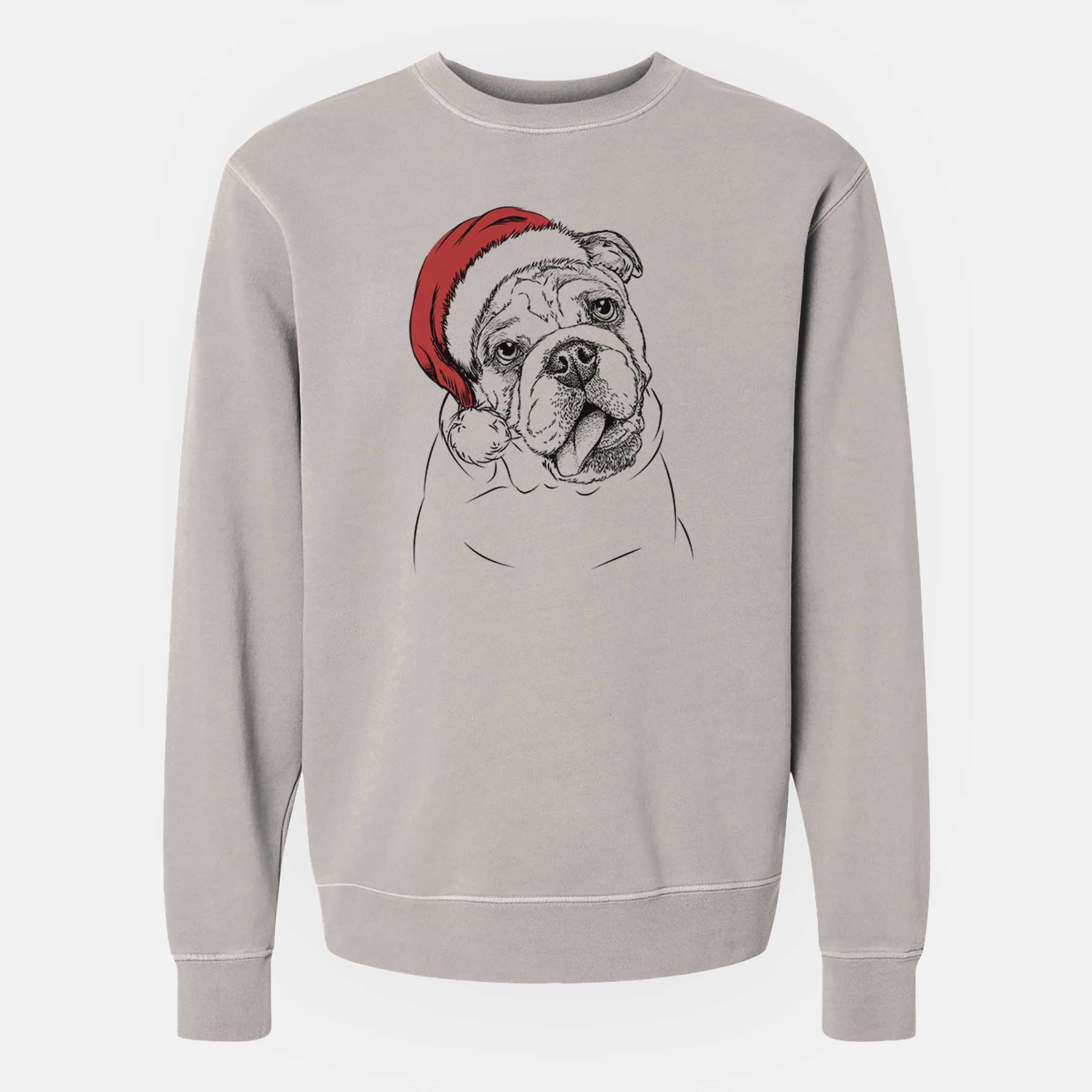 Santa Benson the English Bulldog - Unisex Pigment Dyed Crew Sweatshirt