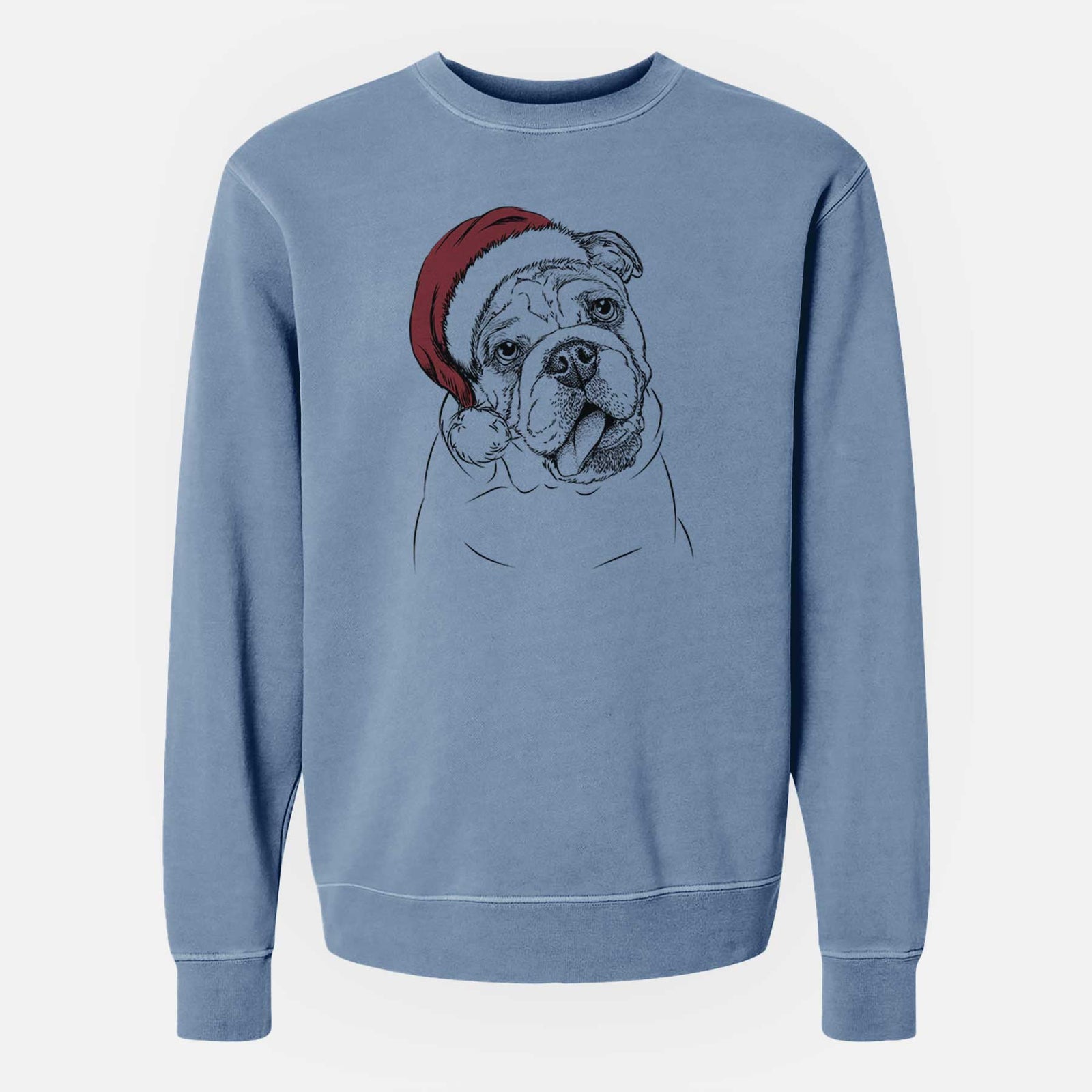 Santa Benson the English Bulldog - Unisex Pigment Dyed Crew Sweatshirt