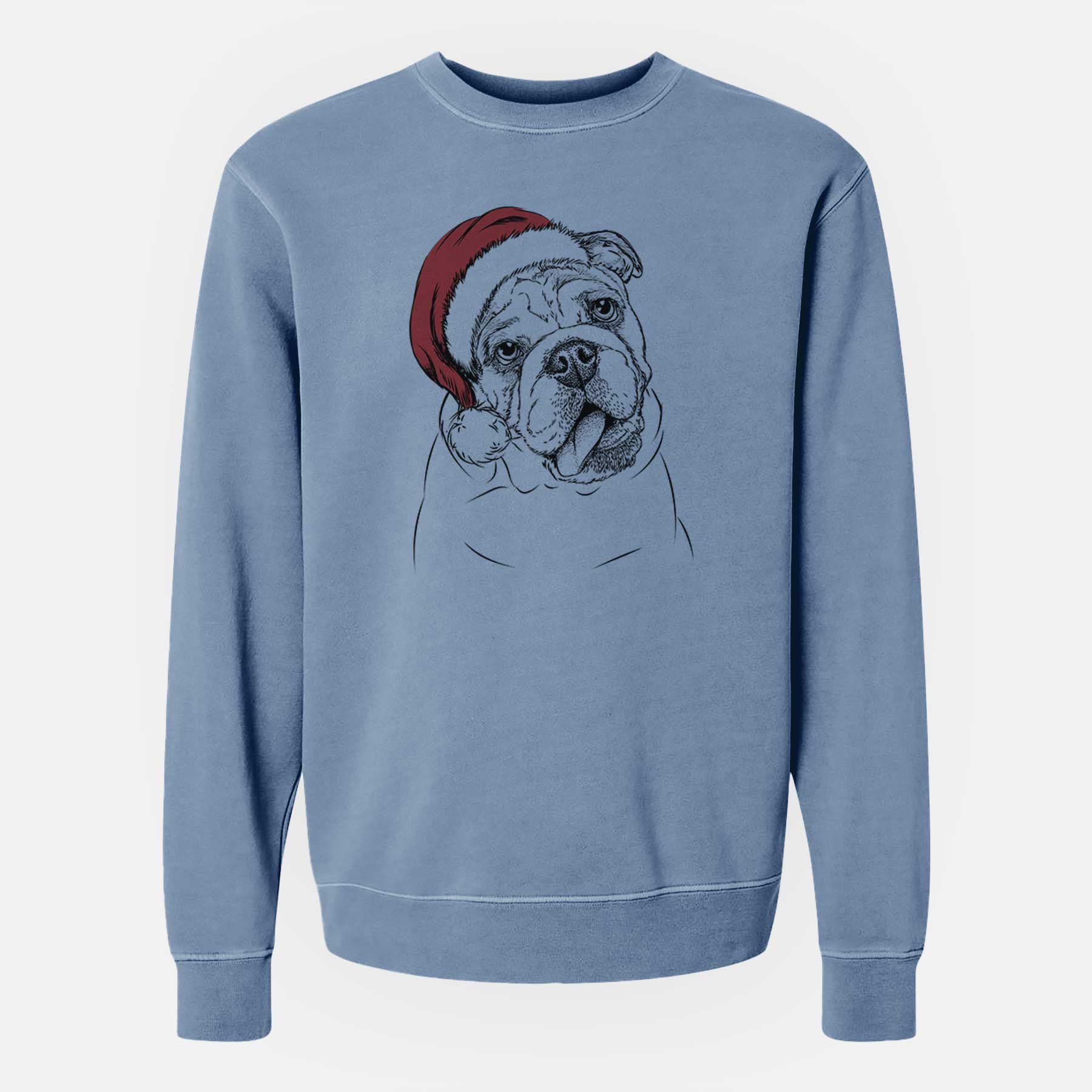 Santa Benson the English Bulldog - Unisex Pigment Dyed Crew Sweatshirt