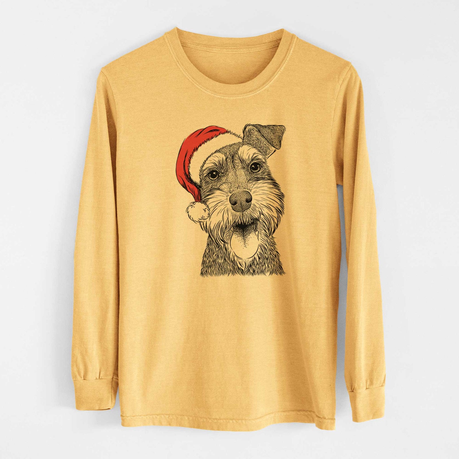 Santa Bernadette the Mini Schnauzer - Heavyweight 100% Cotton Long Sleeve