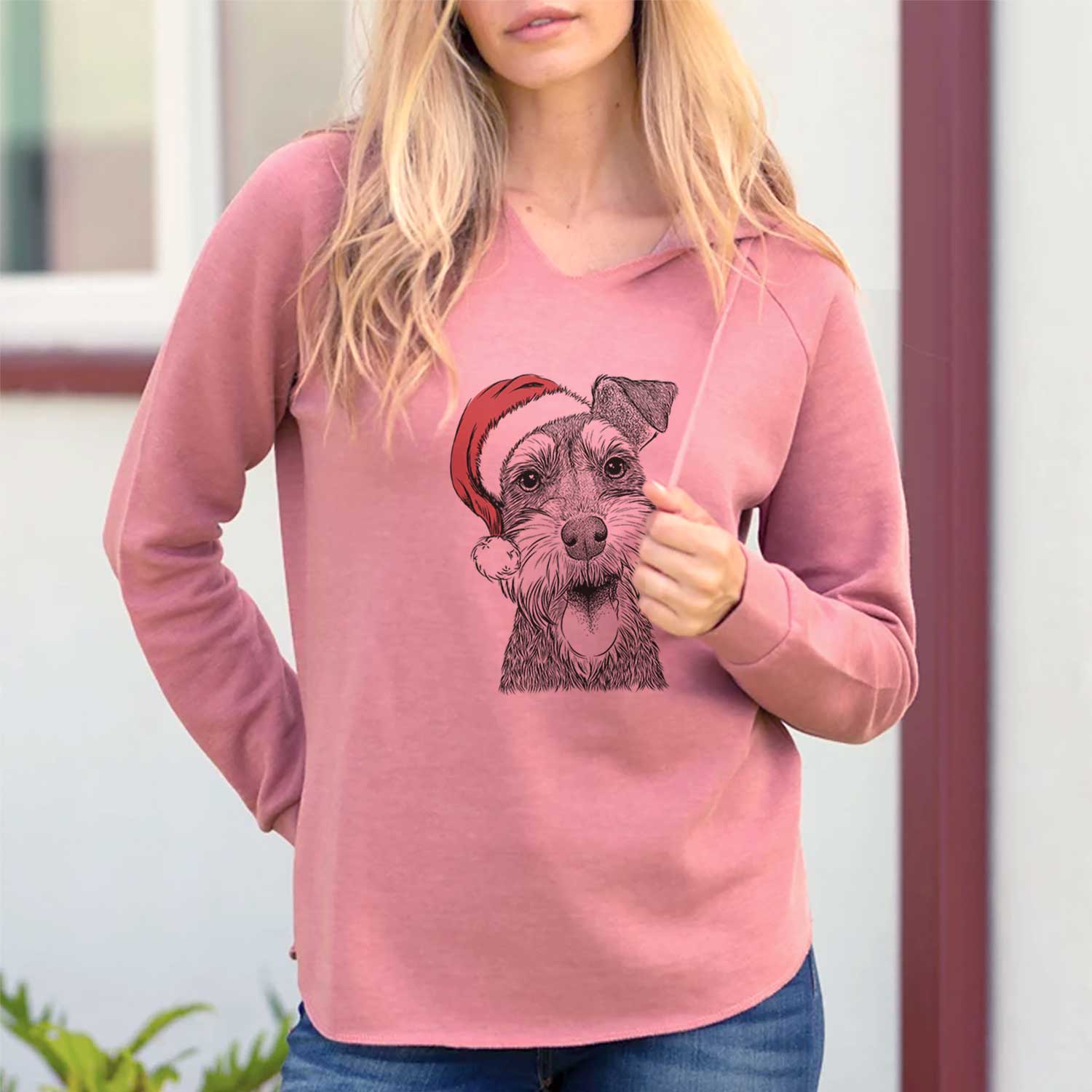 Santa Bernadette the Mini Schnauzer - Cali Wave Hooded Sweatshirt