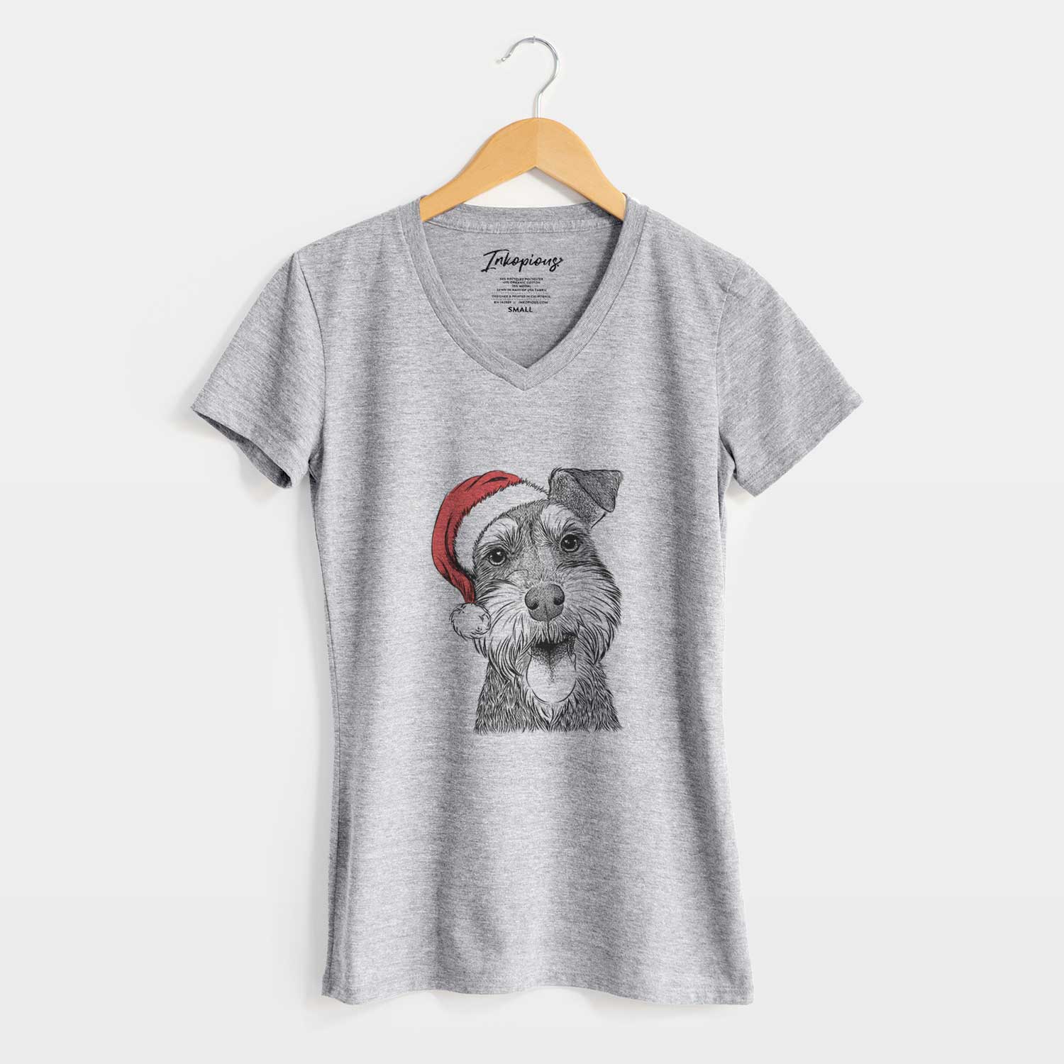 Santa Bernadette the Mini Schnauzer - Women's V-neck Shirt