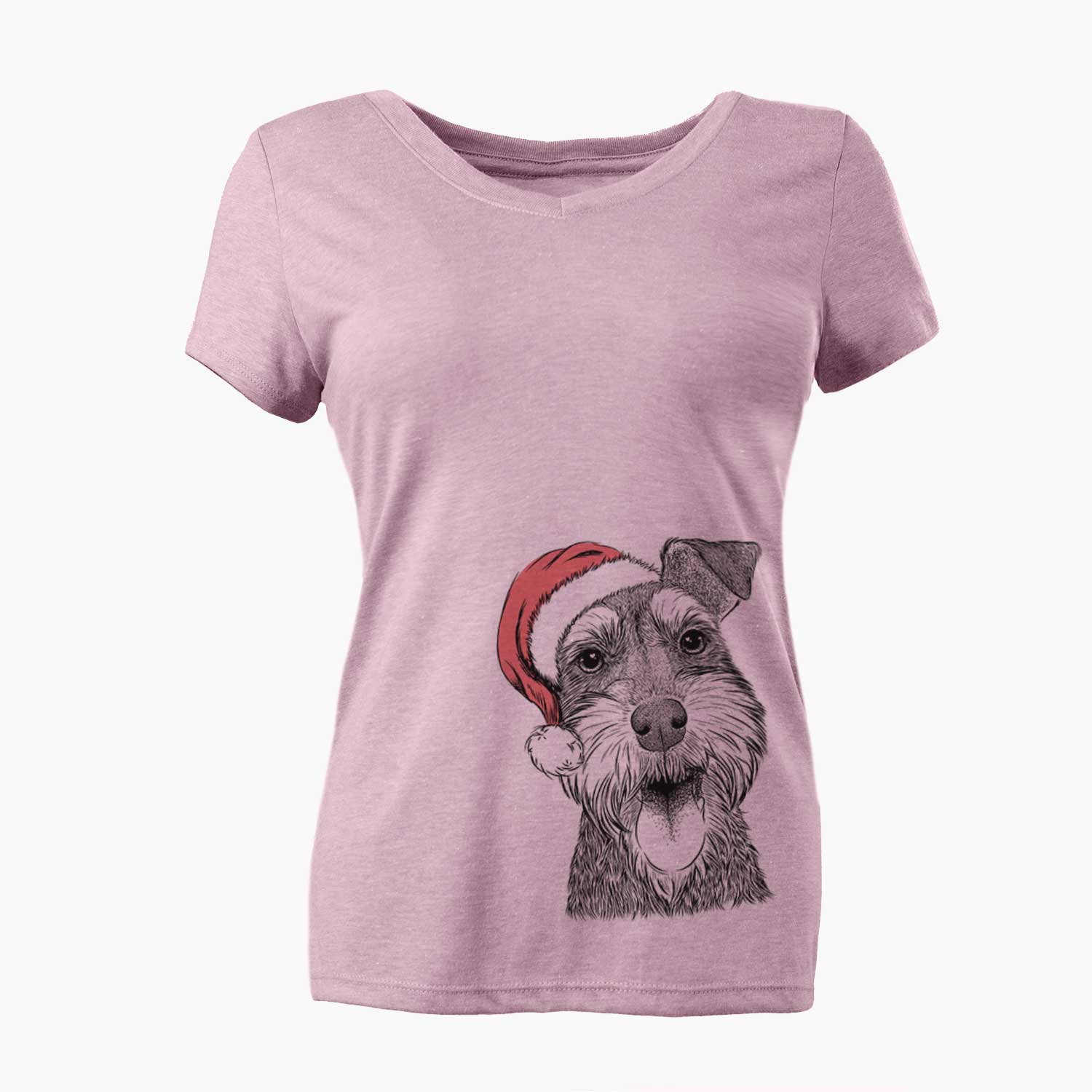 Santa Bernadette the Mini Schnauzer - Women's V-neck Shirt