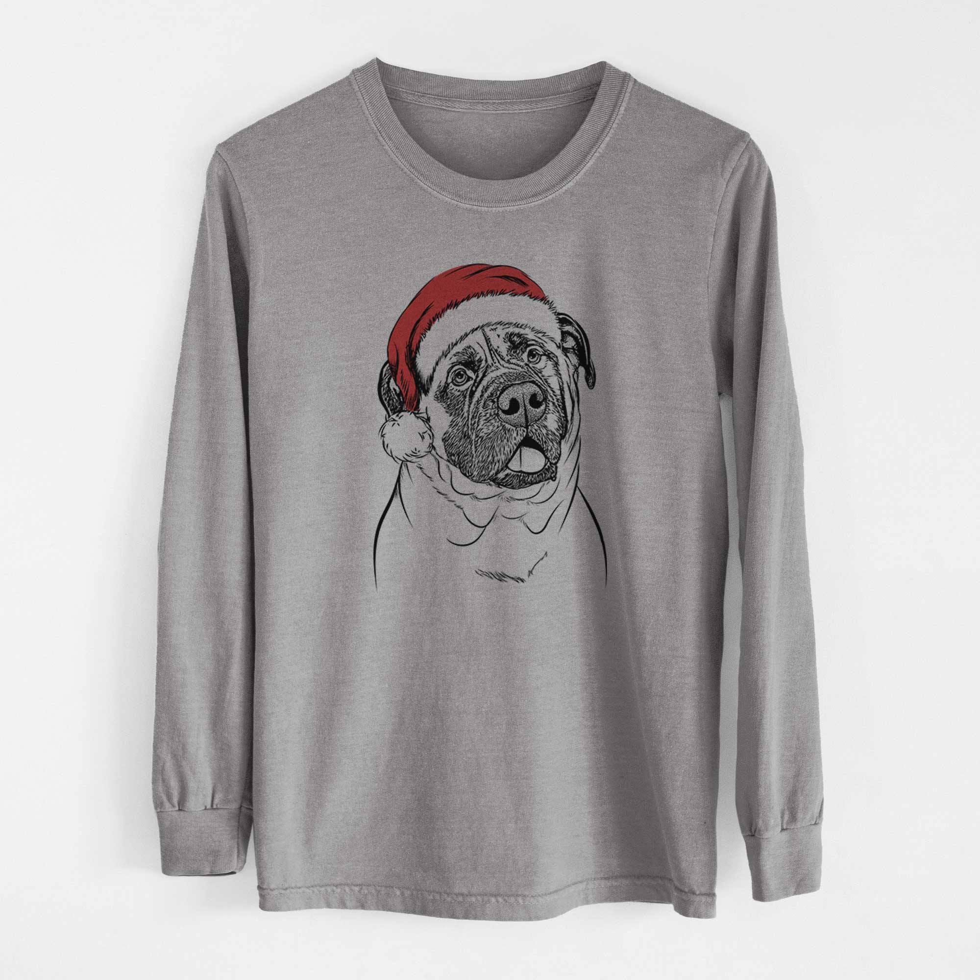 Santa Big P the English Mastiff - Heavyweight 100% Cotton Long Sleeve