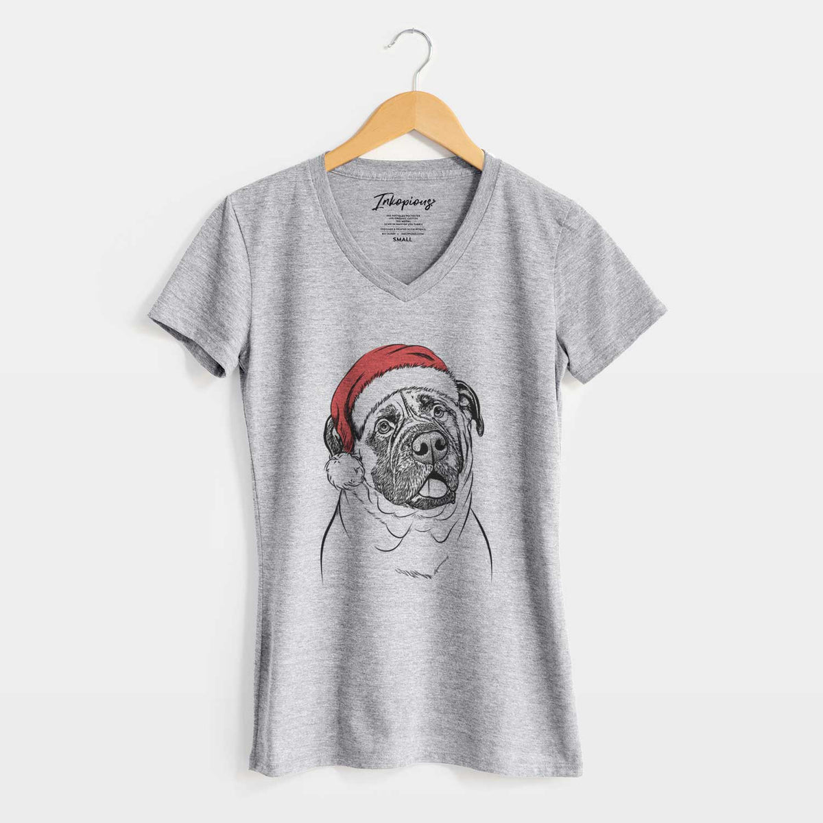 Santa Big P the English Mastiff - Women's V-neck Shirt