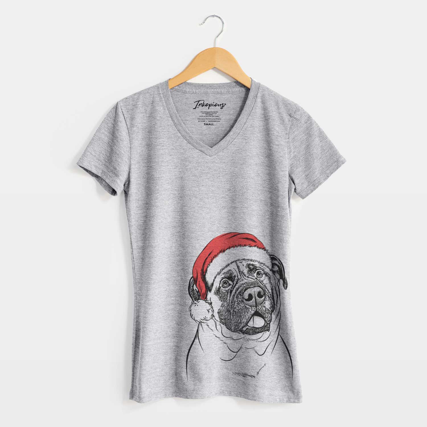 Santa Big P the English Mastiff - Women's V-neck Shirt
