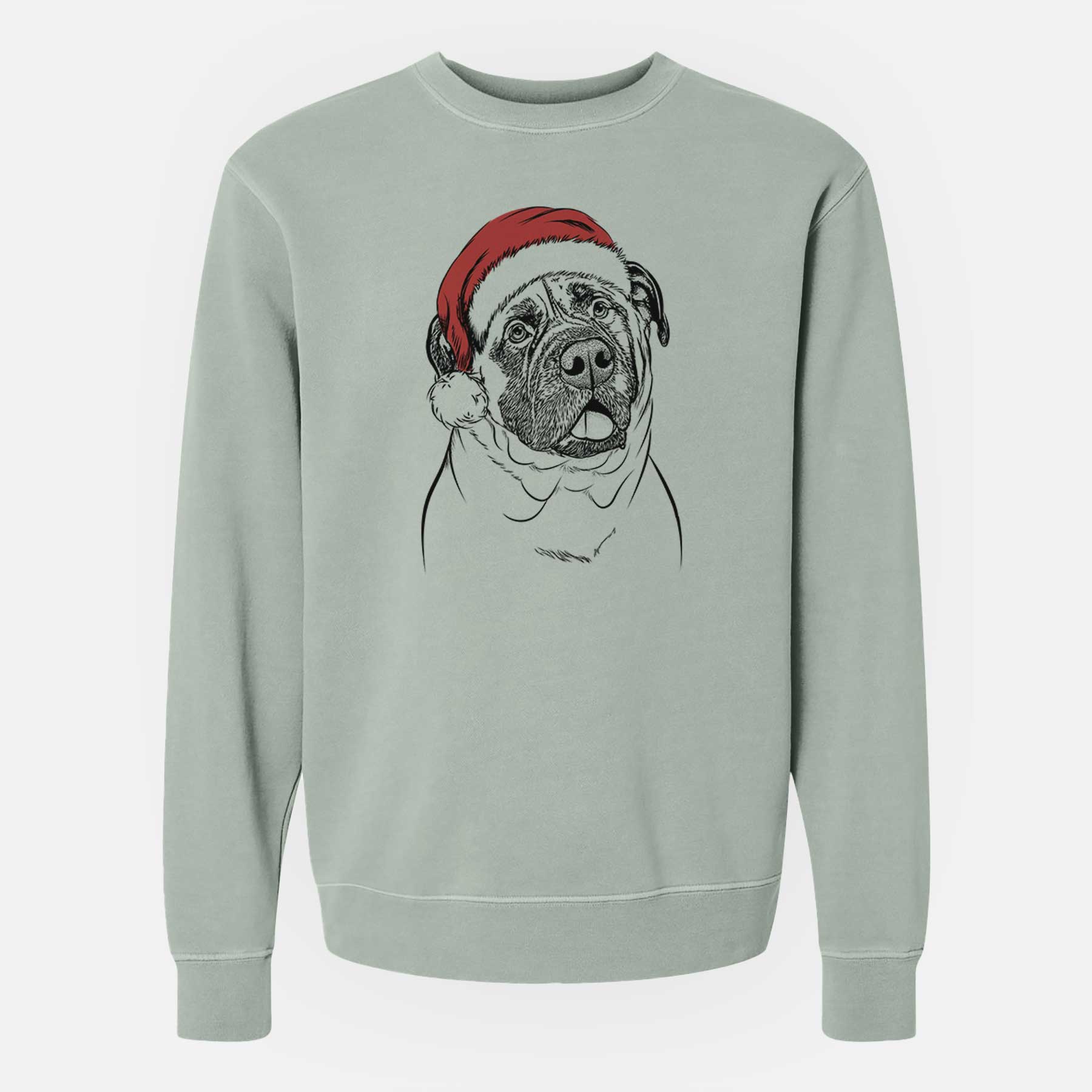 Santa Big P the English Mastiff - Unisex Pigment Dyed Crew Sweatshirt