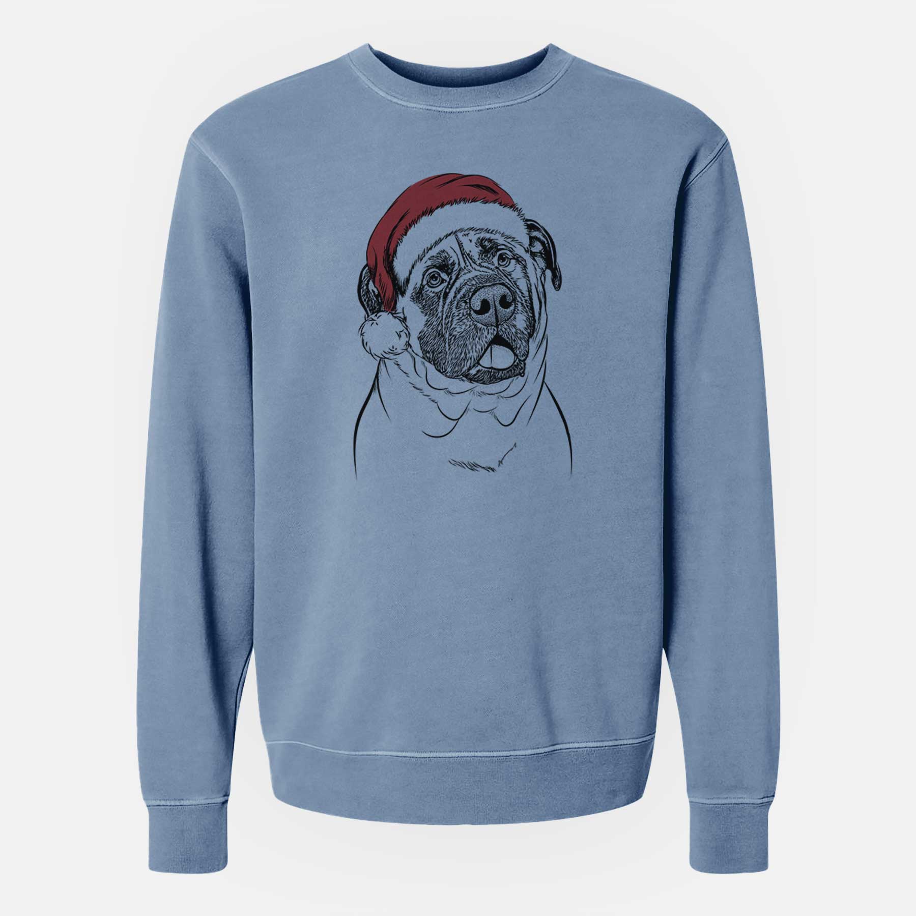 Santa Big P the English Mastiff - Unisex Pigment Dyed Crew Sweatshirt