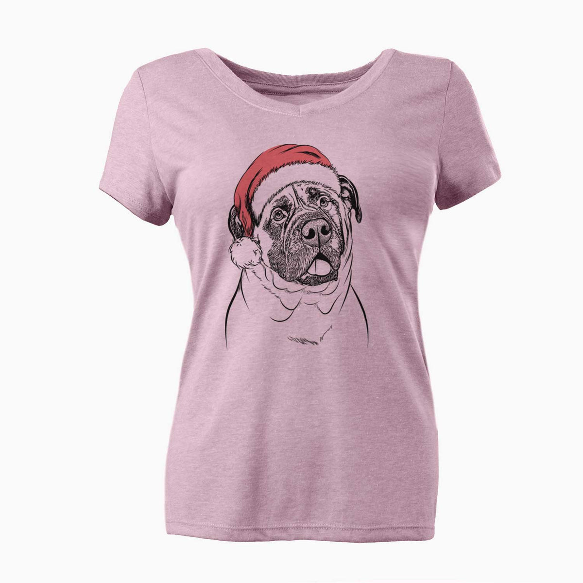 Santa Big P the English Mastiff - Women's V-neck Shirt