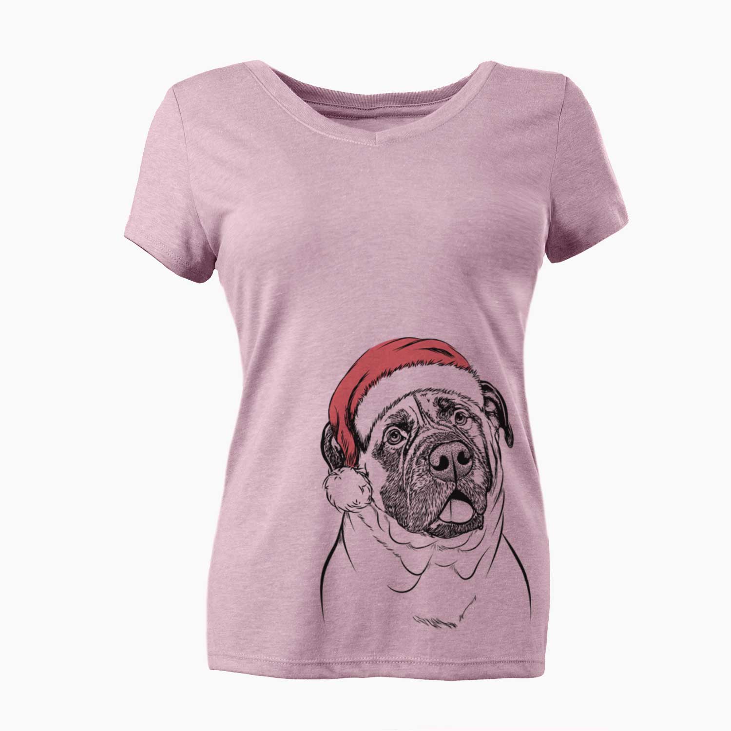 Santa Big P the English Mastiff - Women's V-neck Shirt