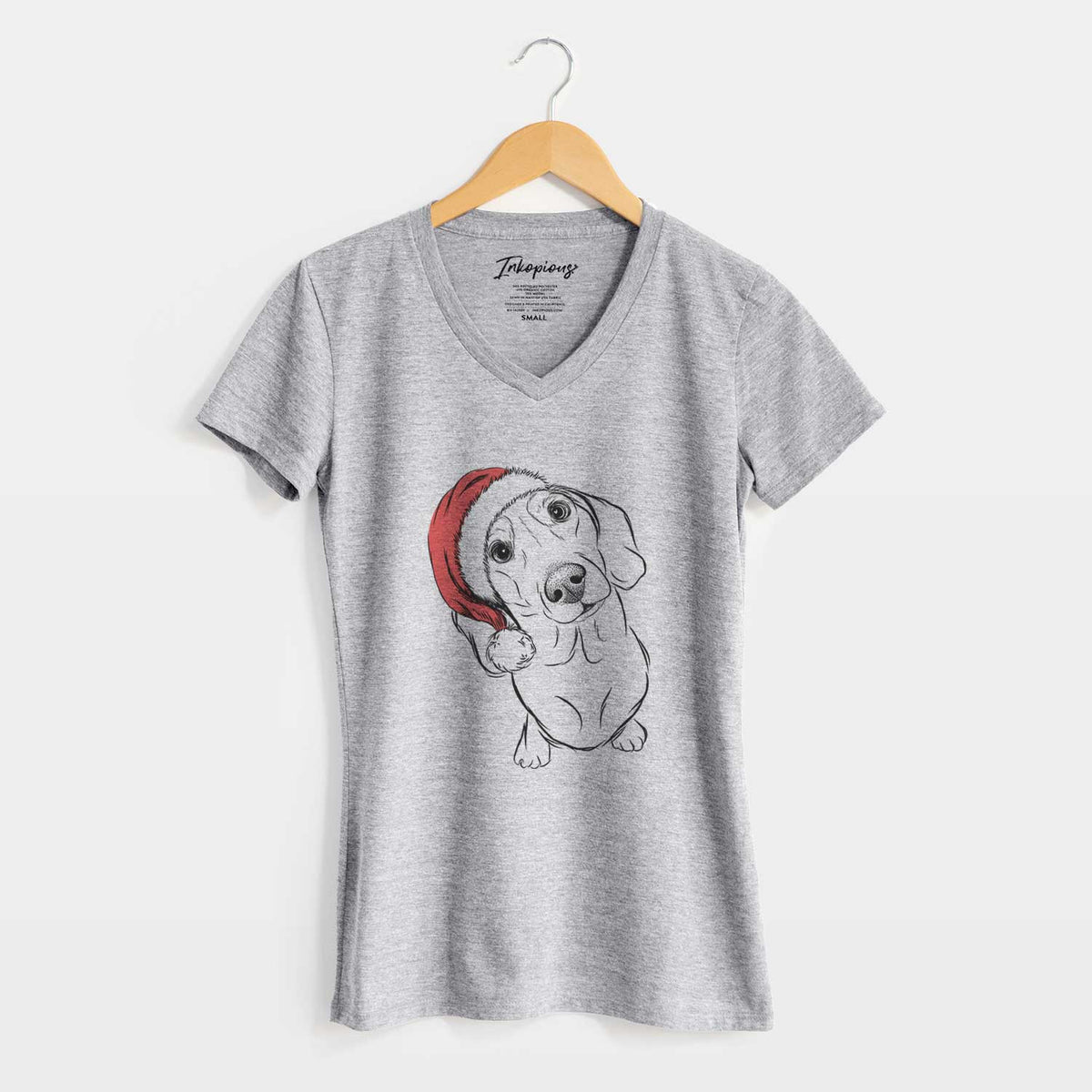 Santa Bill the Dachshund - Women's V-neck Shirt