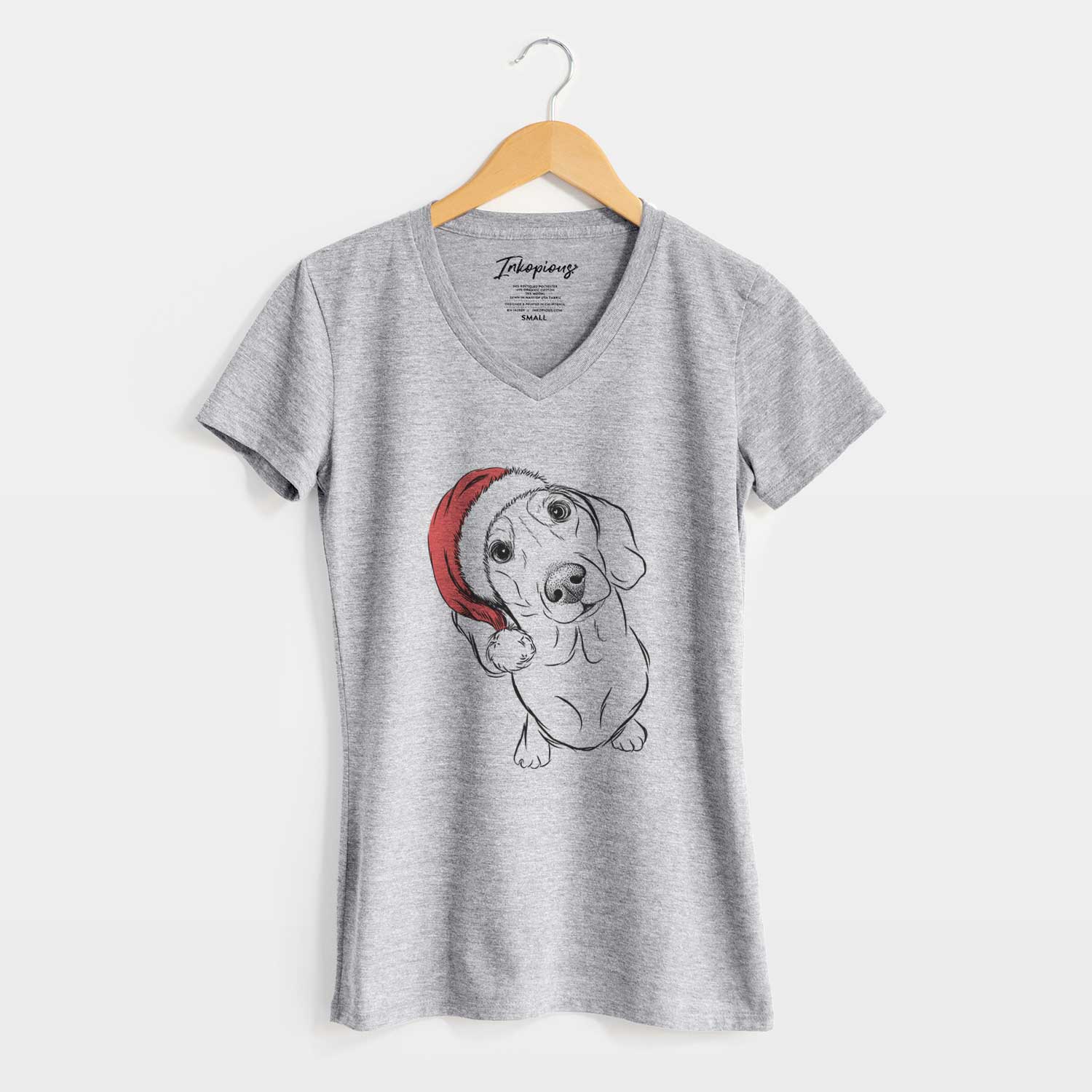 Santa Bill the Dachshund - Women's V-neck Shirt