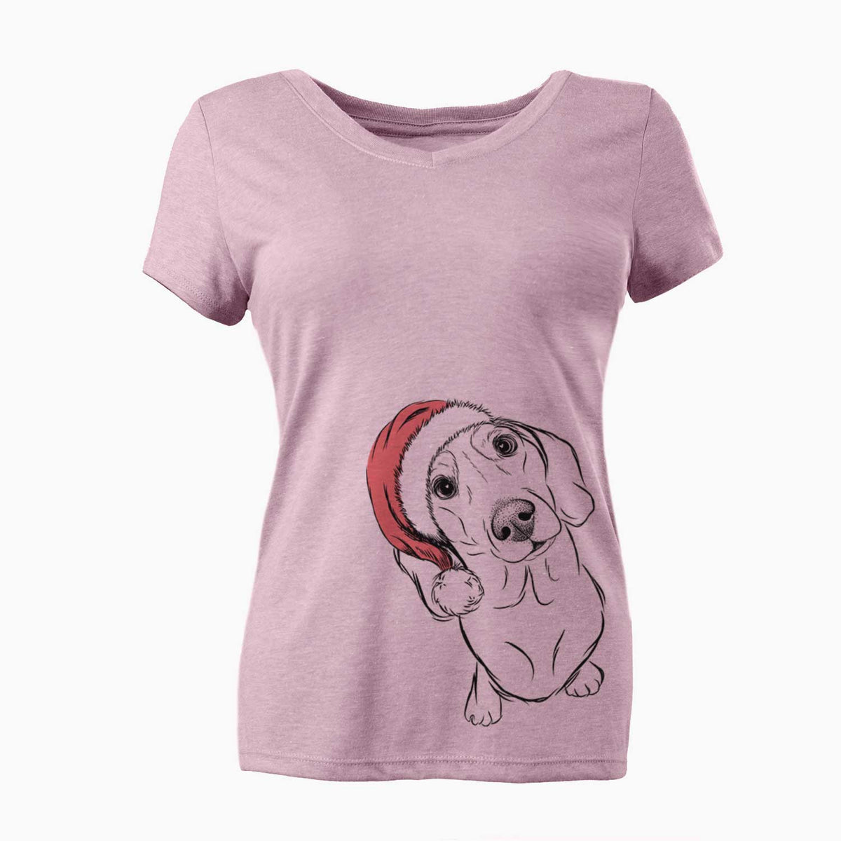 Santa Bill the Dachshund - Women's V-neck Shirt