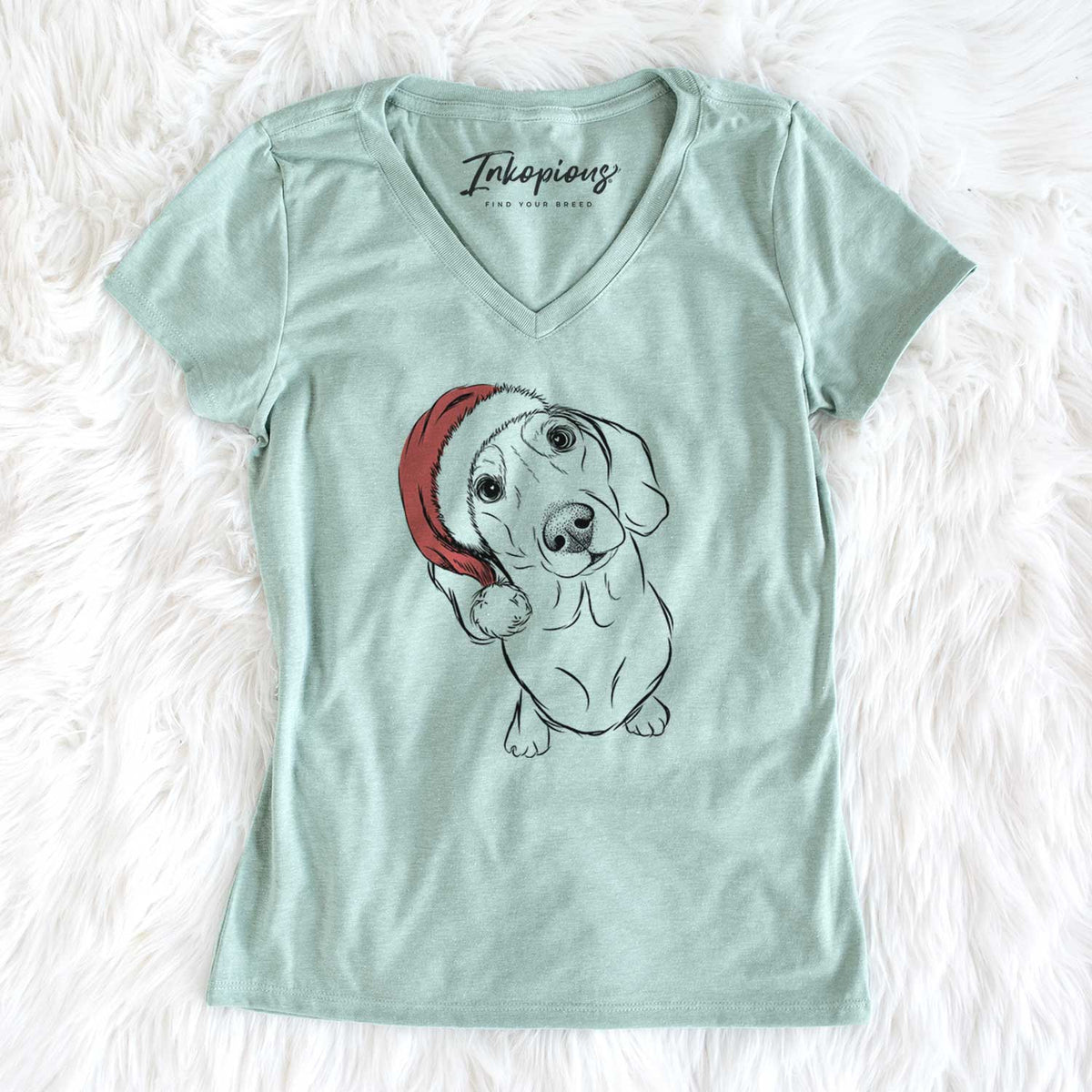 Santa Bill the Dachshund - Women's V-neck Shirt