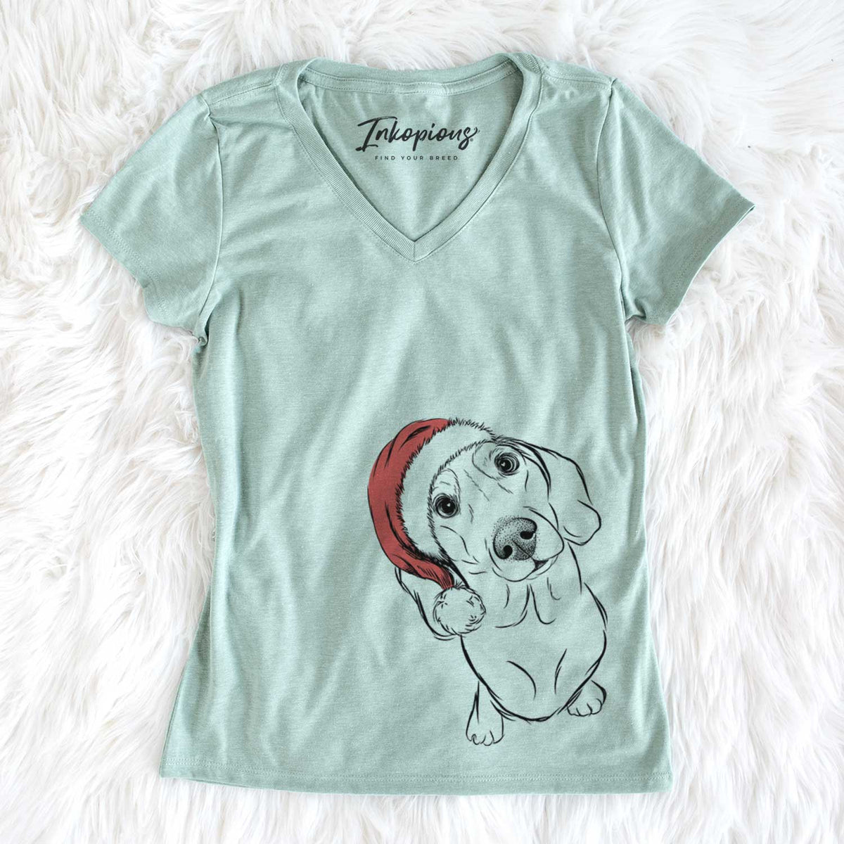 Santa Bill the Dachshund - Women&#39;s V-neck Shirt