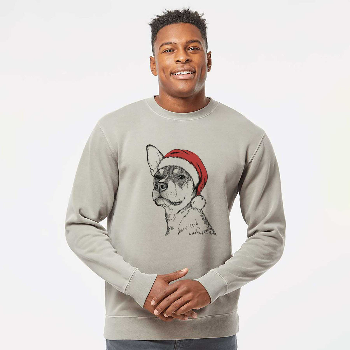 Santa Bill the Heeler Mix - Unisex Pigment Dyed Crew Sweatshirt