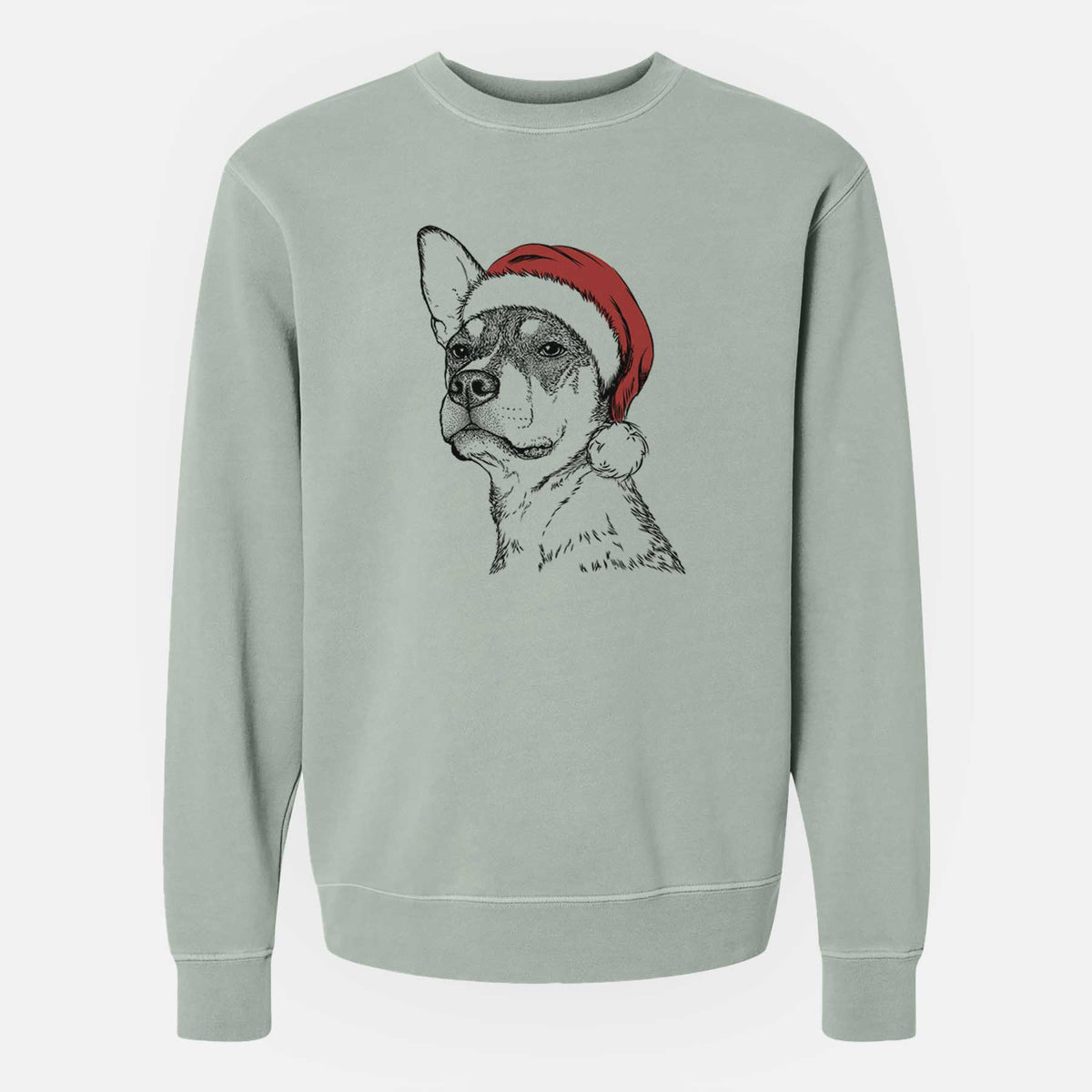 Santa Bill the Heeler Mix - Unisex Pigment Dyed Crew Sweatshirt